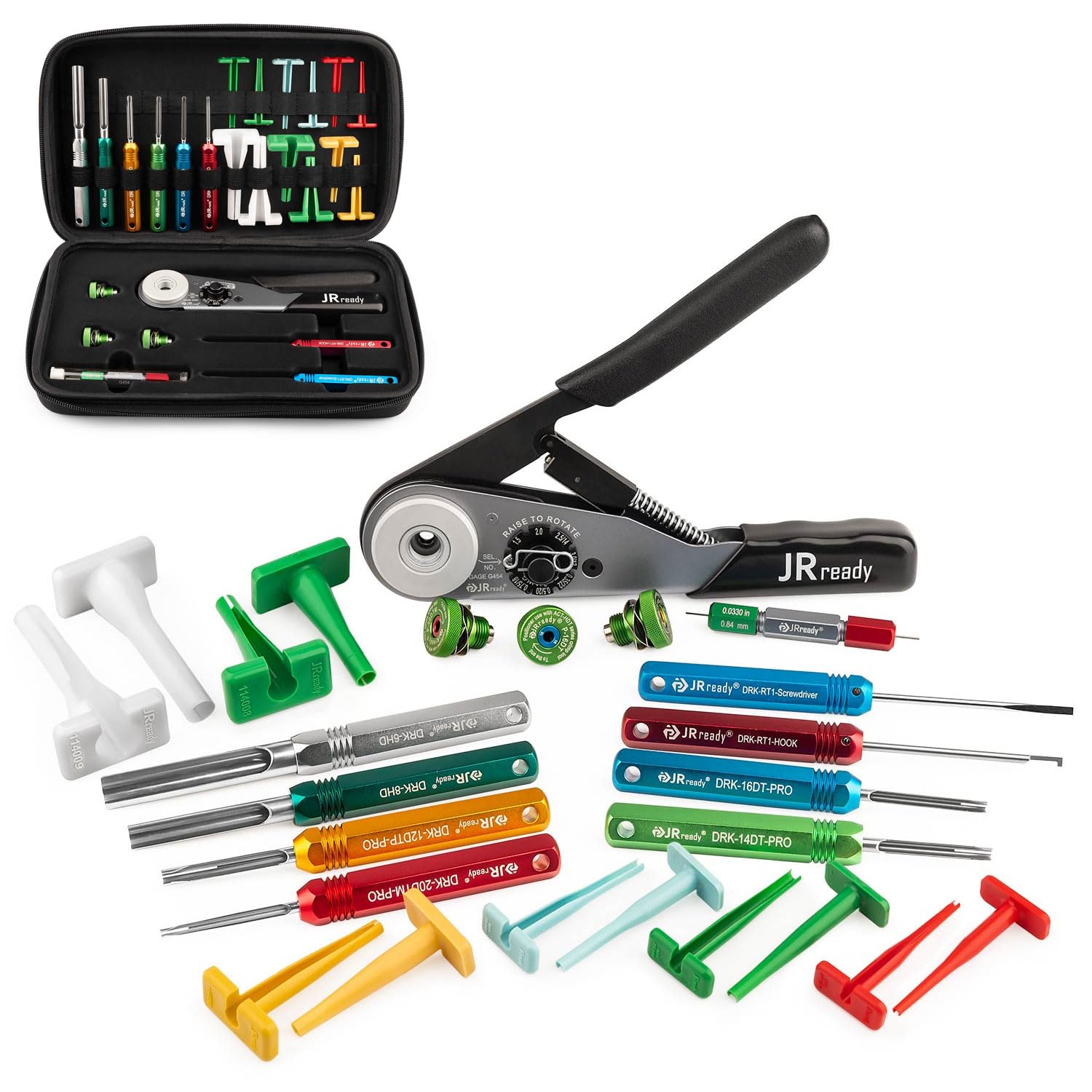 JRready 25Pcs ST2173 Deutsch Connectors Tool Kit, ACT-HDT Crimp Tool for Deutsch Size 12#16#20# Solid Contact Connectors with Deutsch Pin Removal Tools Kit for 4#8#12#16#20# Contacts
