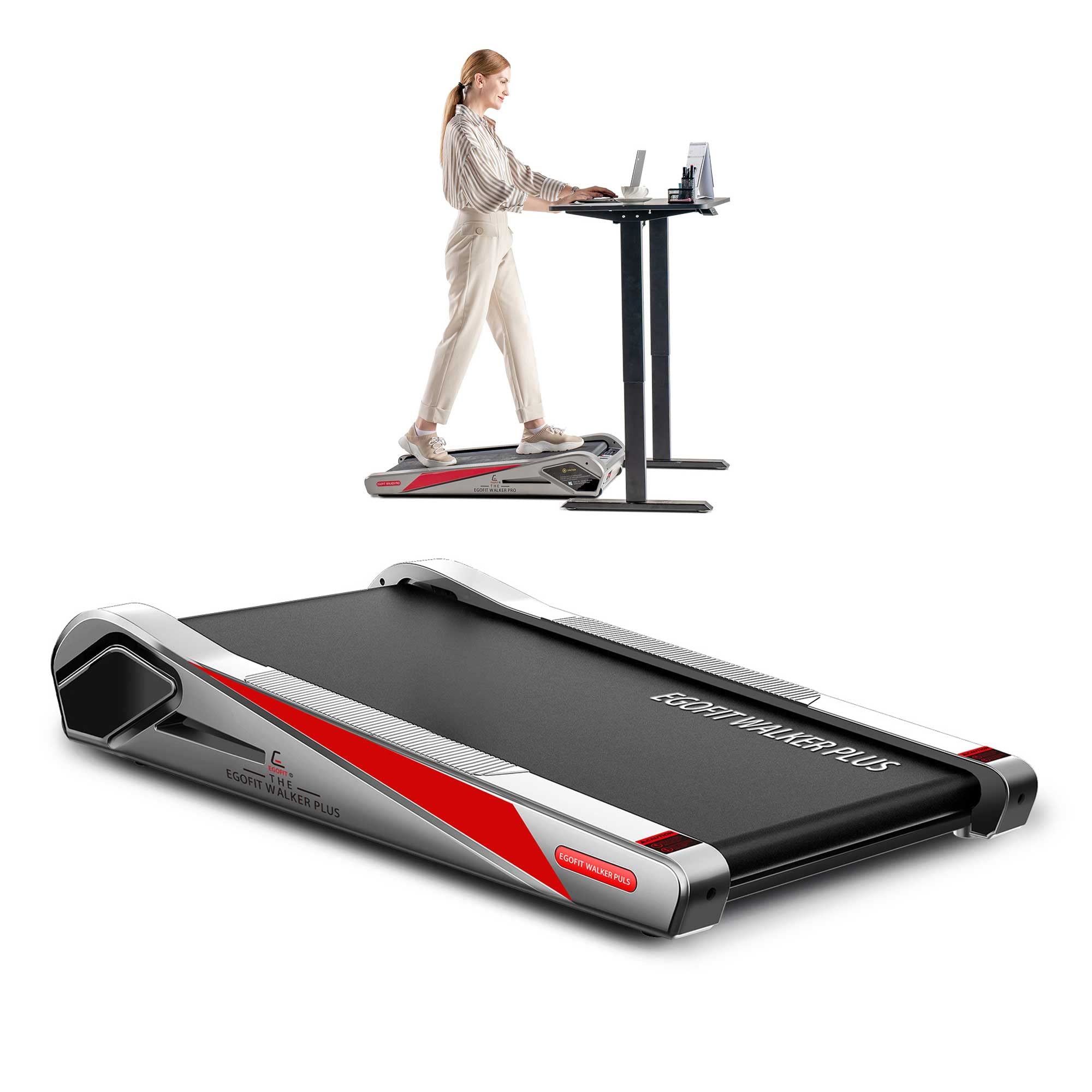 EGOFIT: Walker Pro M1 - Cool Grey - Under Desk Walking Pad Treadmill, 5% Incline, LCD Display, Remote Control, Home & Office, 220lb Cap, 0.6-3.1mph