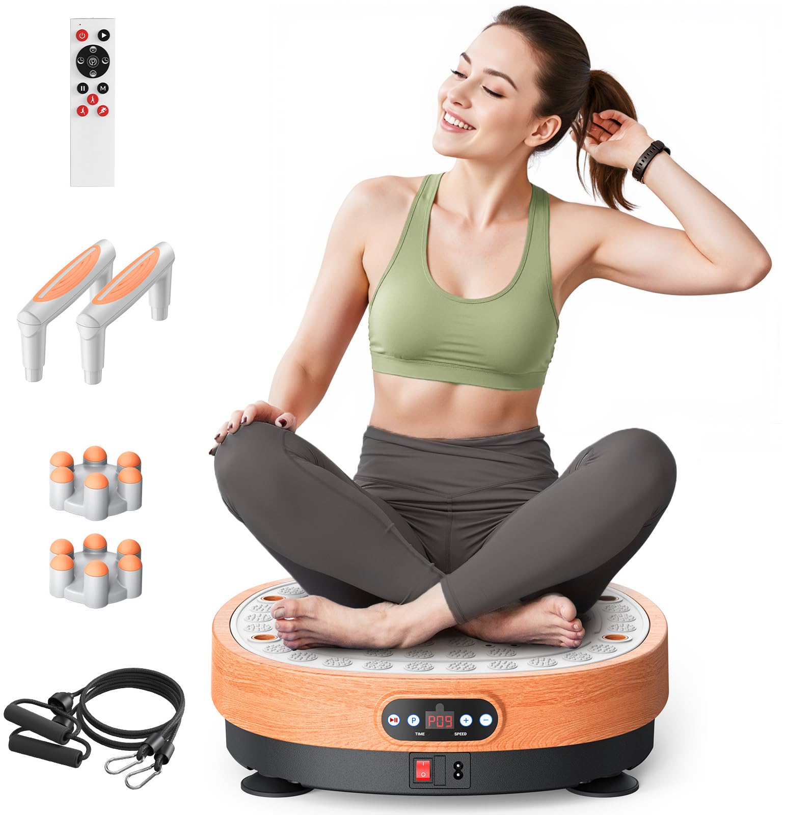 MERACH Vibration Plate Exercise Machine with Foot Massager, Office Vibrating Plate Exercise Machine for Weight Loss, 0-99 Levels Amplitude and Easy to Store, Acupressure Relieves Leg Fatigue
