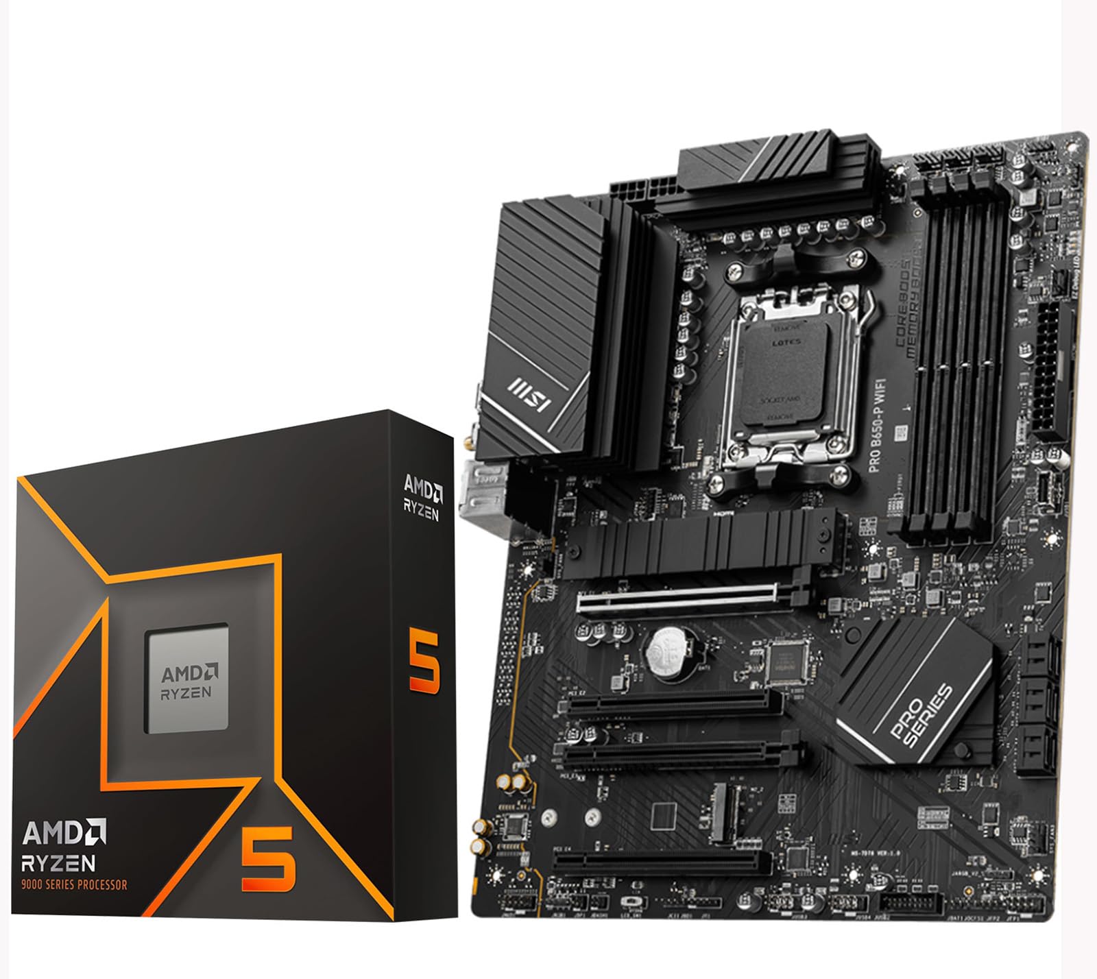 Micro Center AMD Ryzen 5 9600X 6-Core 12-Thread AM5 5.4 GHz Unlocked Desktop Processor with PRO B650-P WiFi ProSeries Motherboard (ATX, DDR5, PCIe 4.0)