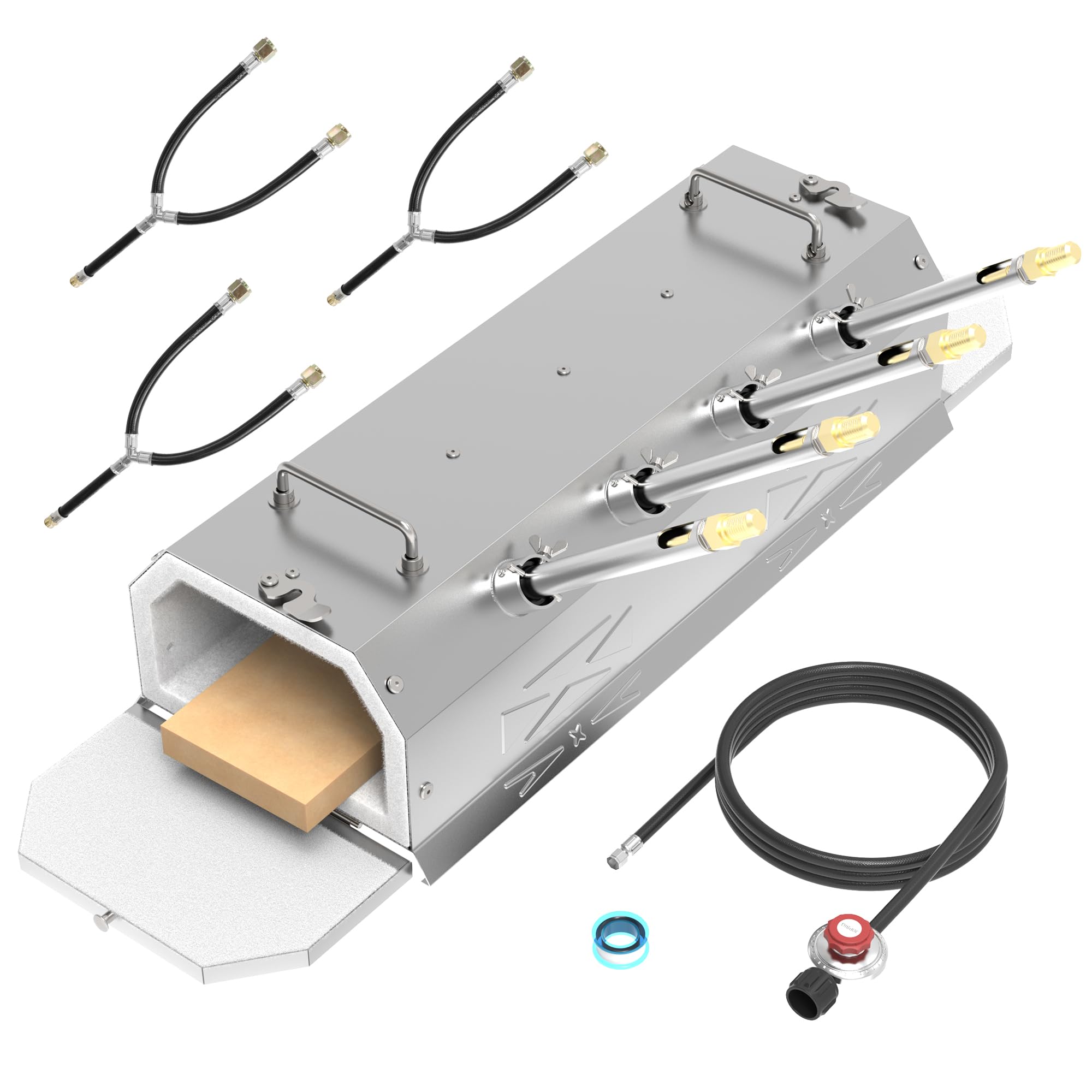 ATkrou Gas Propane Forge 2600°F,Double Door,Large Capacity,Portable Equipment,Knife Making(Stainless Steel) Blacksmithing Farrier tool,Gas Welding Kits, Forge Kit GY400