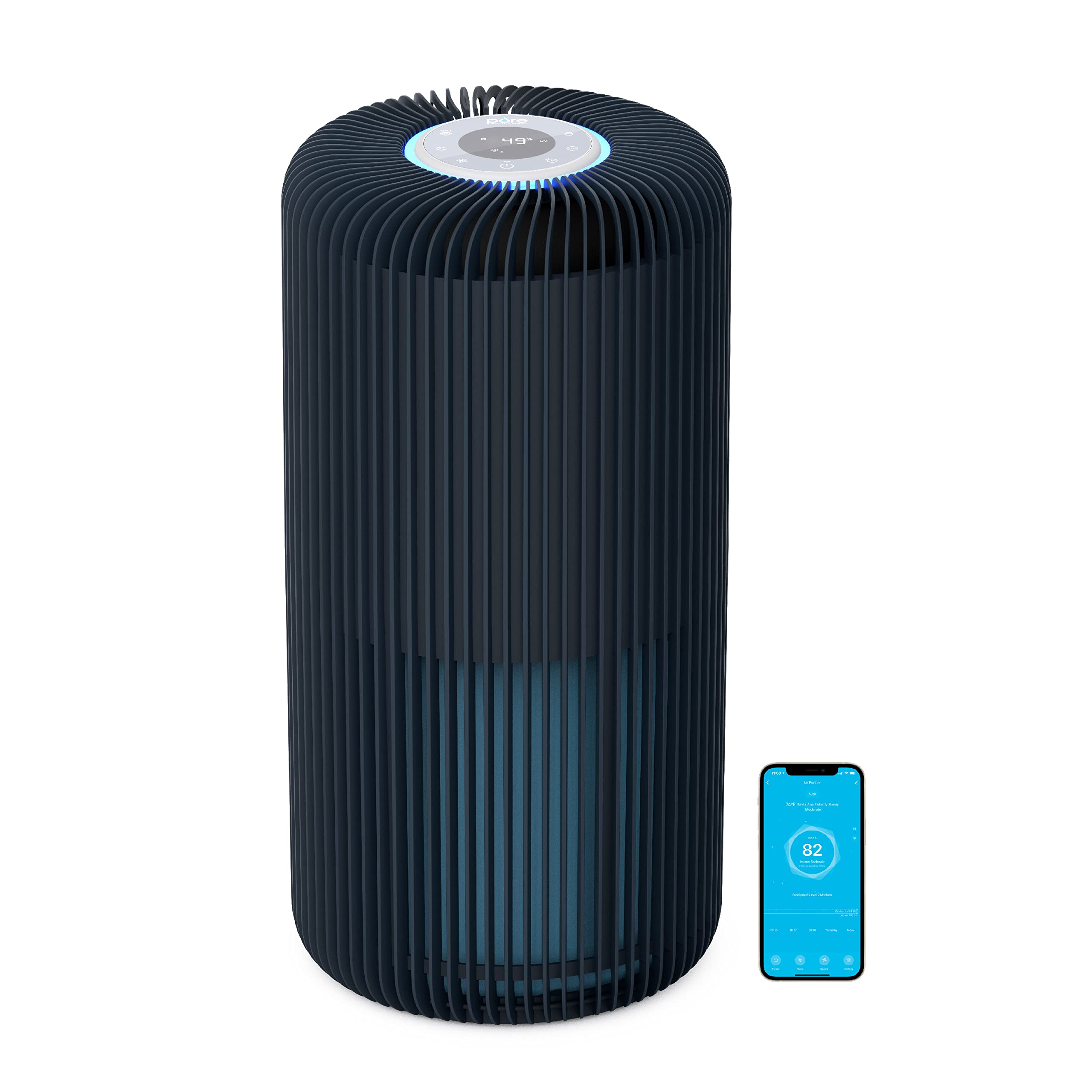 Pure Enrichment PureZone Turbo Smart Air Purifier for Large Rooms (1050 sq. ft. in 30 min.) - Energy Star Rated, 5 Stage Filtration, Smartphone Compatible, Traps Germs, Smoke, & Dust (Graphite)
