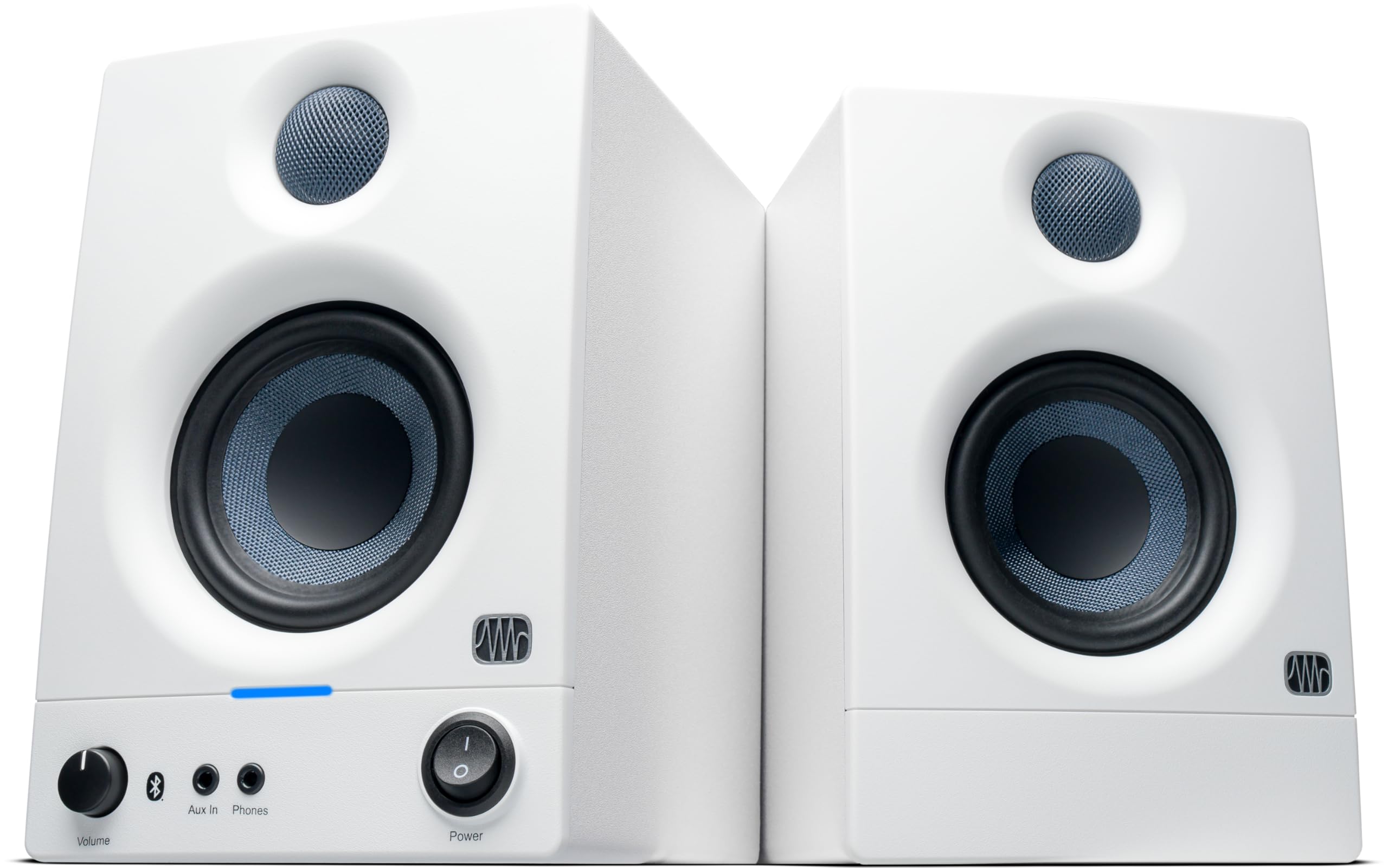 PreSonus Eris 3.5BT Bluetooth Studio Monitors (White), Pair — Powered, Active Monitor Speakers for Desktop, Turntable, Record Player, Bookshelf, DJ Speakers