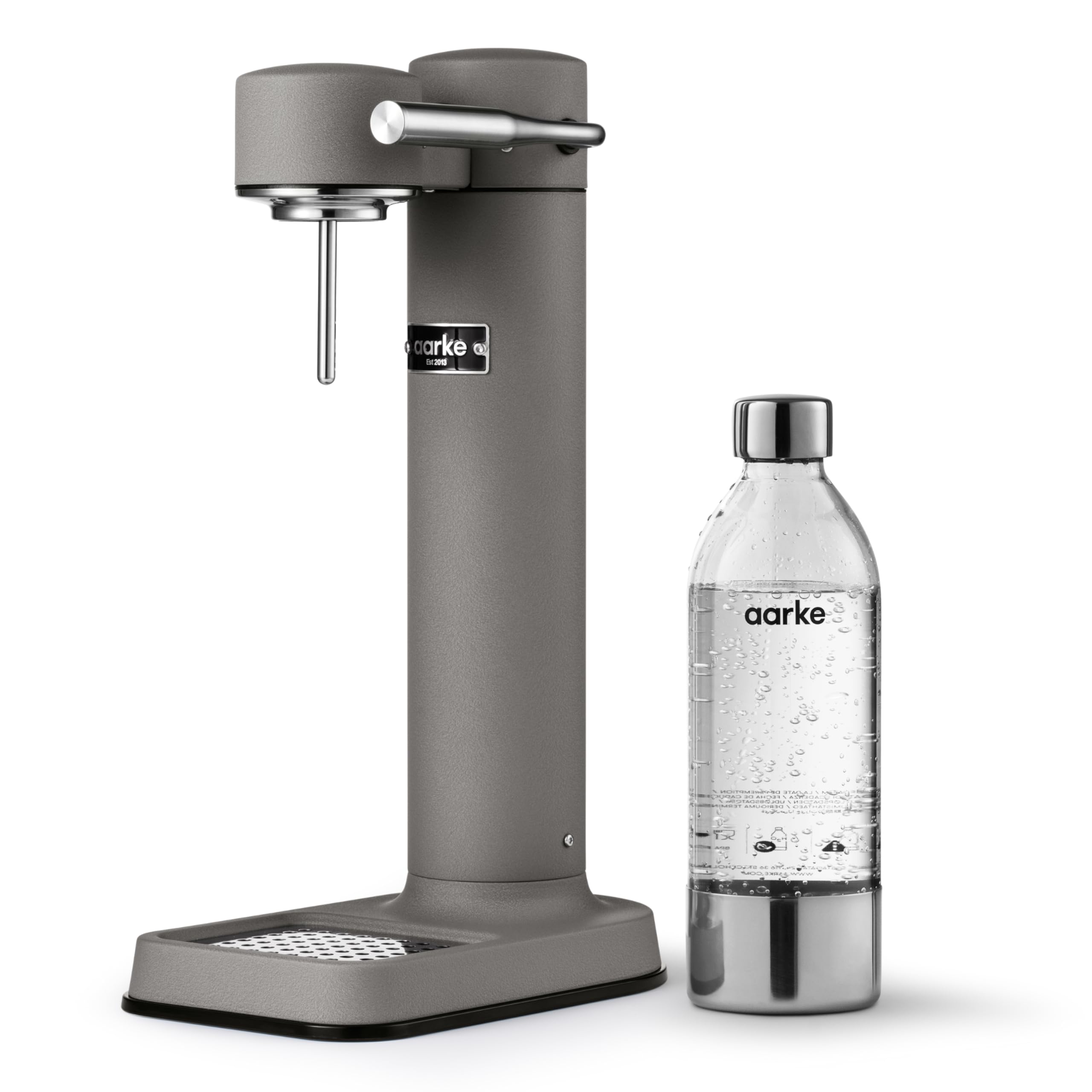 aarke Carbonator lll, Sparkling & Carbonation Water Machine, Stainless Steel with PET BPA-Free Reusable Bottle Volume 800 mL (Matte Grey)