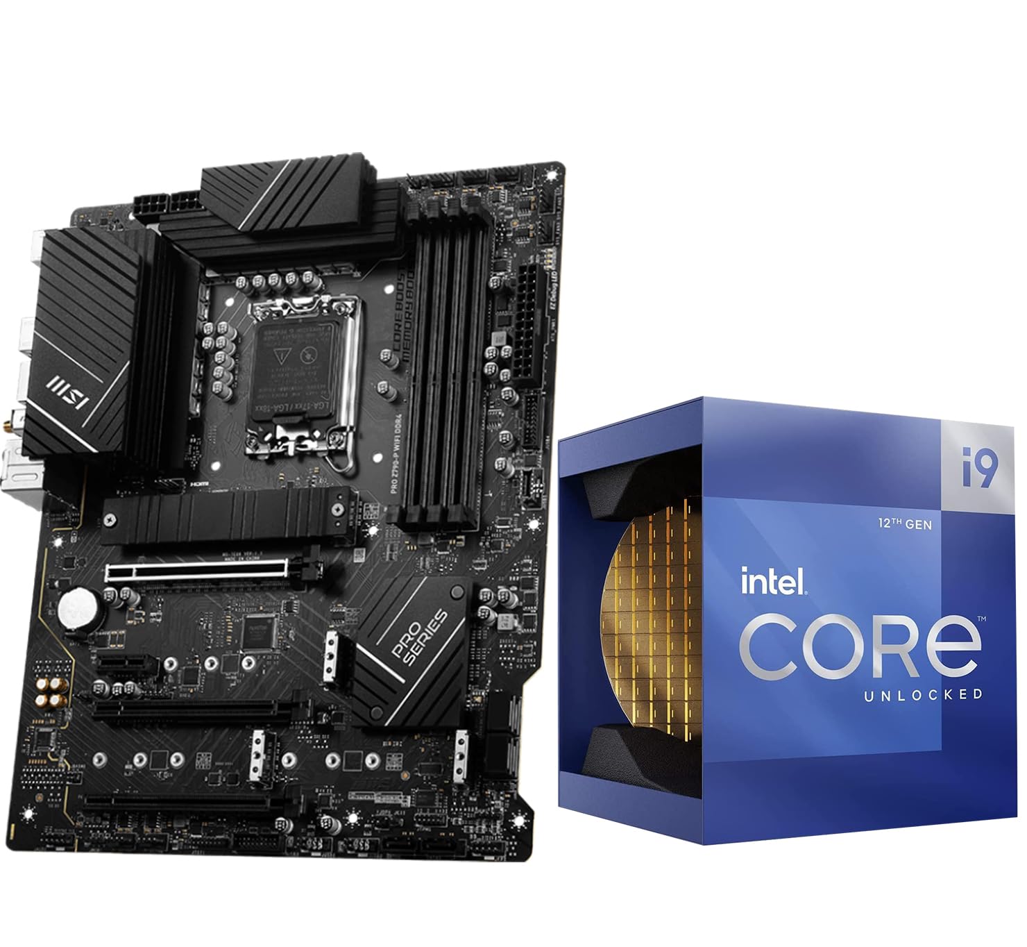 INLAND Micro Center CPU Motherboard Intel Core i9-12900K 16 Cores up to 5.2 GHz Unlocked LGA 1700 Desktop Processor with Integrated Graphics Plus MSI PRO Z790-P WiFi DDR4 Motherboard