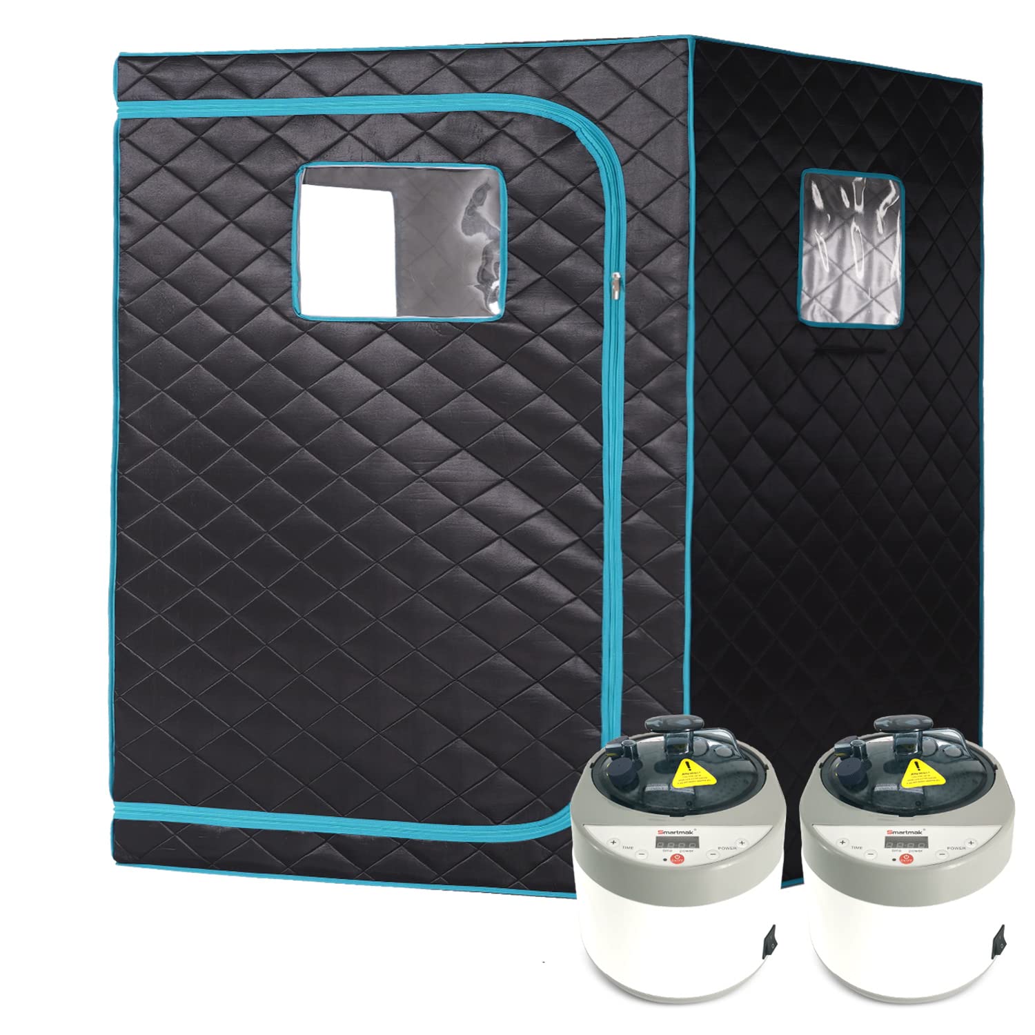 Full Size Steam Sauna Set, Two Person Whole Body Large Space Home Spa, 2 Set of 4L Steamer- Blackgreen