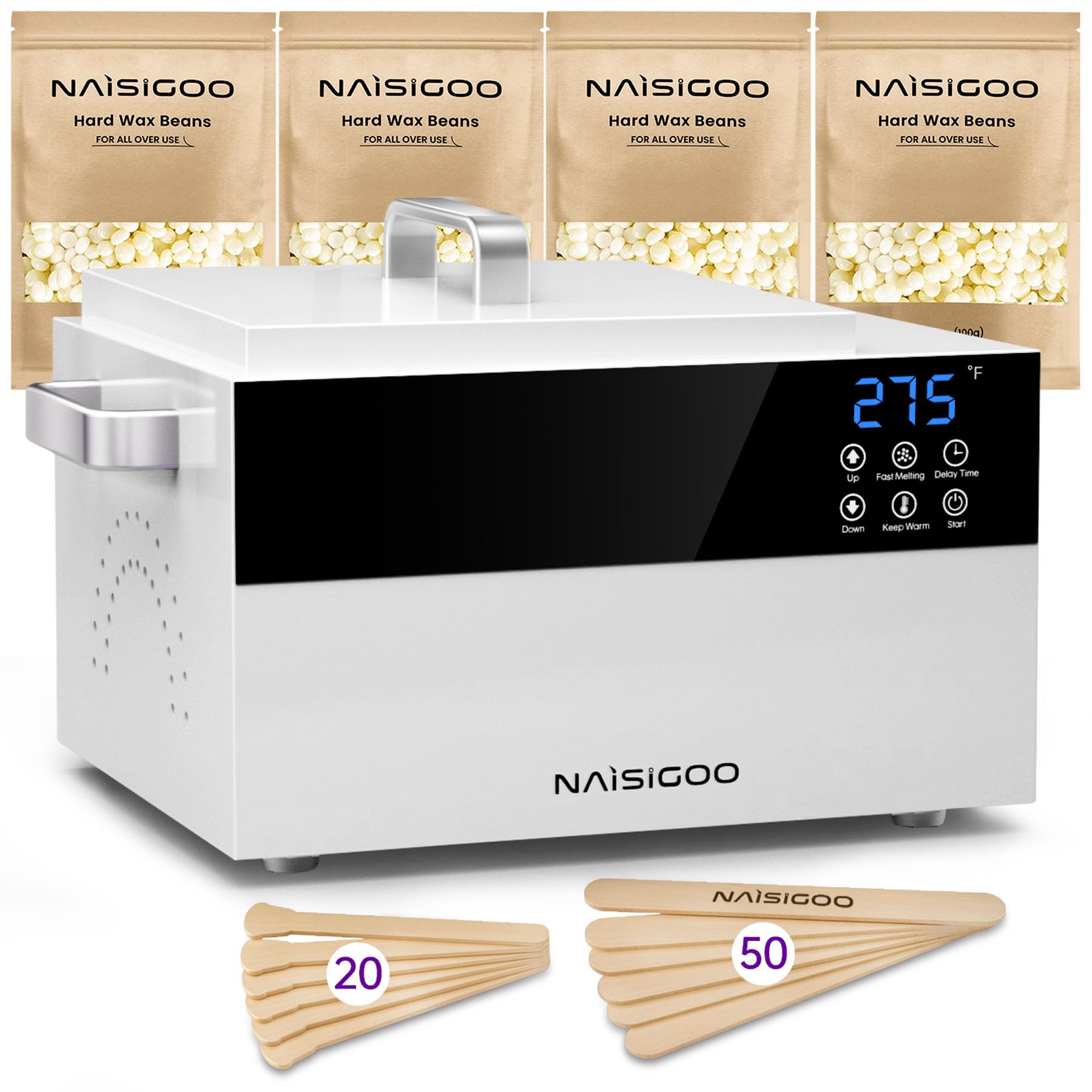 NAISIGOO 5.5 lbs Wax Pot for Hair Removal Professional Wax Warmer Adjustable Precise Temperature Digital Display 5-Mins Fast Melting Waxing Machine for SPA Salon Estheticians