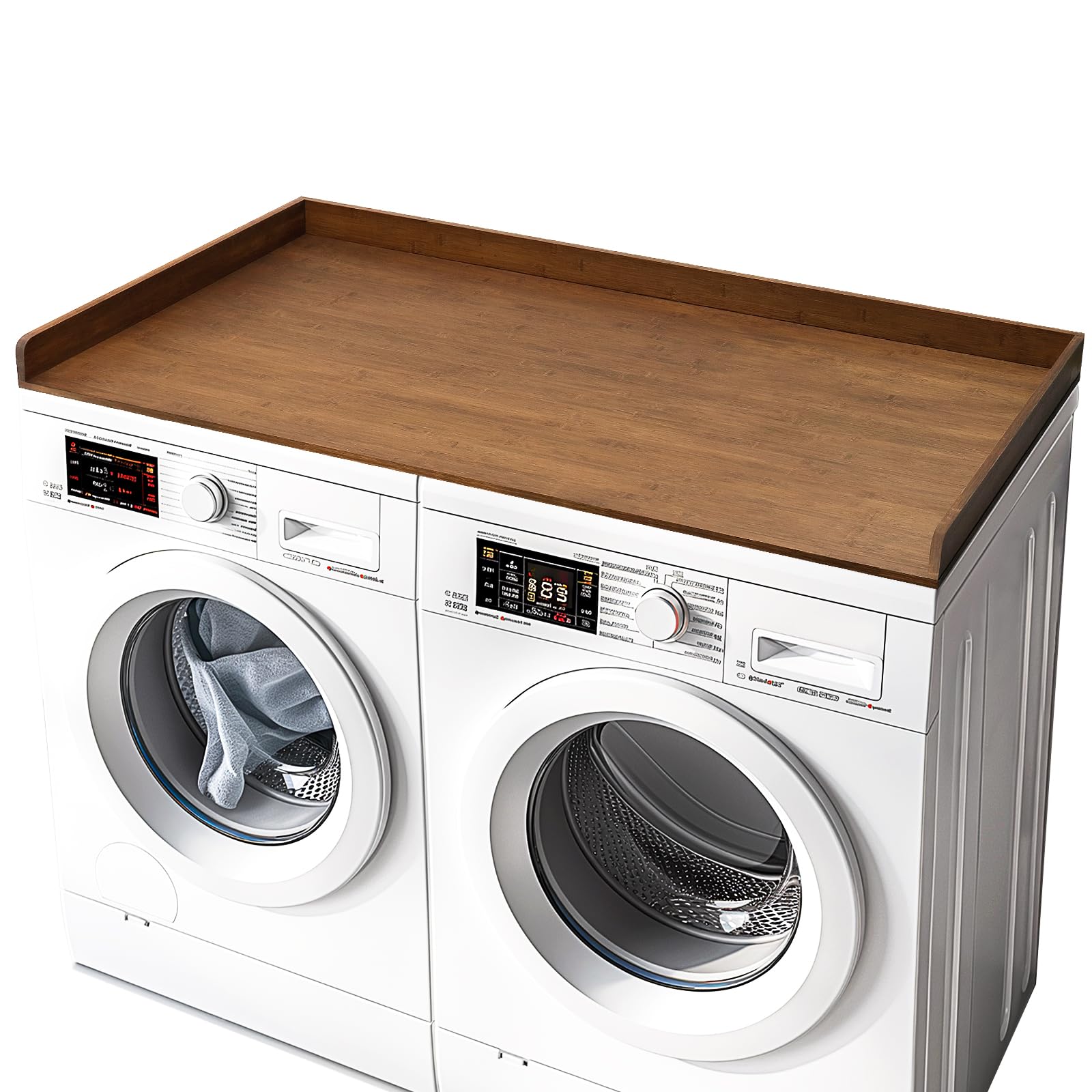 GASHELL Washer Dryer Countertop, 27.5" x 54" Bamboo Washer and Dryer Countertop for Laundry Room Organization(Retro Brown)