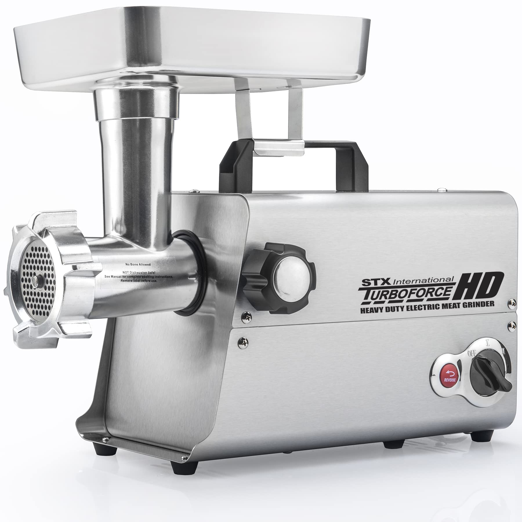 STX International Turboforce HD (Heavy Duty) 3500 Series 6-in-1 Stainless Steel Electric Meat Grinder | Sausage Stuffer | Kubbe Maker | 5 Grinding Plates | 3 Stainless Steel Blades & More Included