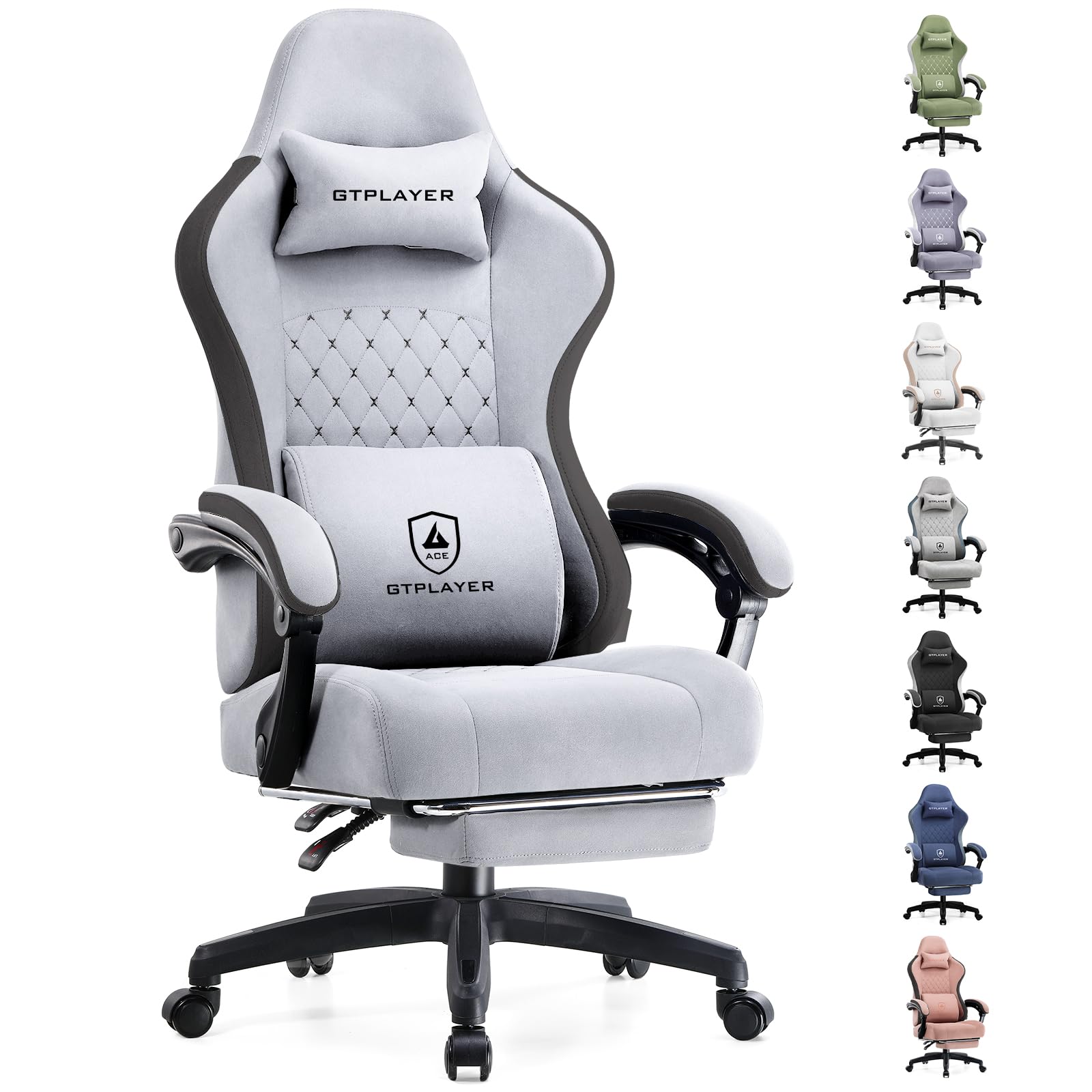GTPLAYER Gaming Chair, Computer Office Chair with Pocket Spring Cushion, Linkage Armrests and Footrest, High Back Ergonomic Computer Chair with Lumbar Support Task Chair with Footrest
