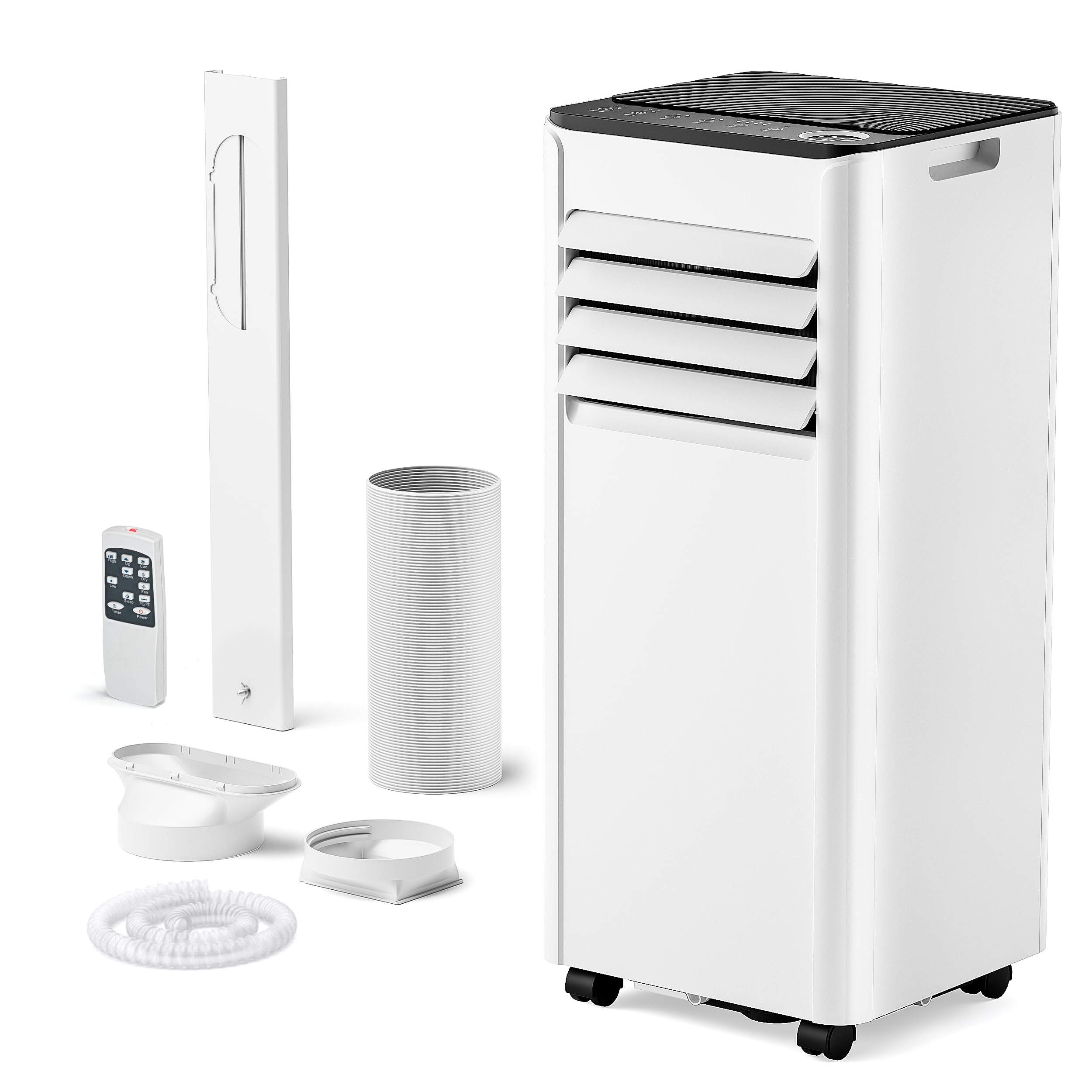 EUHOMY 8000BTU Portable Air Conditioners with Remote for Bedroom, 3-1 Standing Smart Cooling AC with Dehumidifier, Fan, Air Conditioner Cools Room up to 350 sq.ft, 4 Modes, 24-hour timer, LED Display
