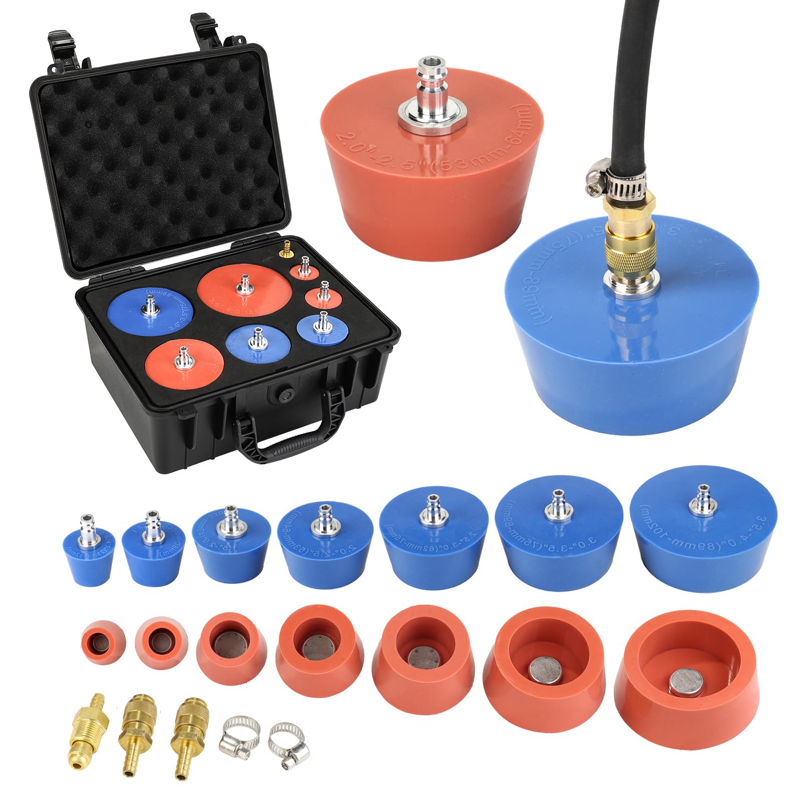 3mirrors Silicone Purge Plugs Welding Back Purging Plugs Kit (0.9 inch – 4.0 inch), with Fitting Sleeves Purge Plugs for Welding (14 Plugs)
