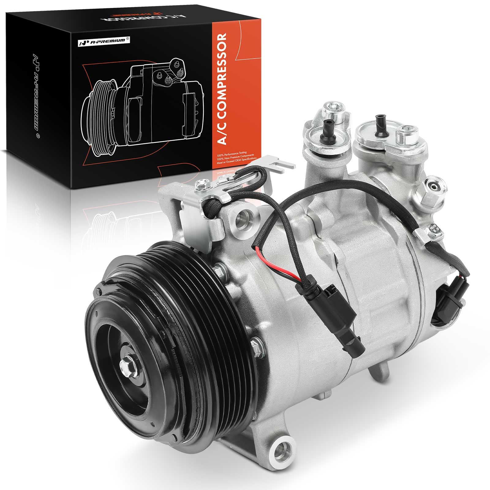 A-Premium Air Conditioner AC Compressor with Clutch Compatible with Mercedes-Benz C-Class C250 C300, E-Class E200 E250 E300 E400 E450, GL-Class GLC250 GLC300