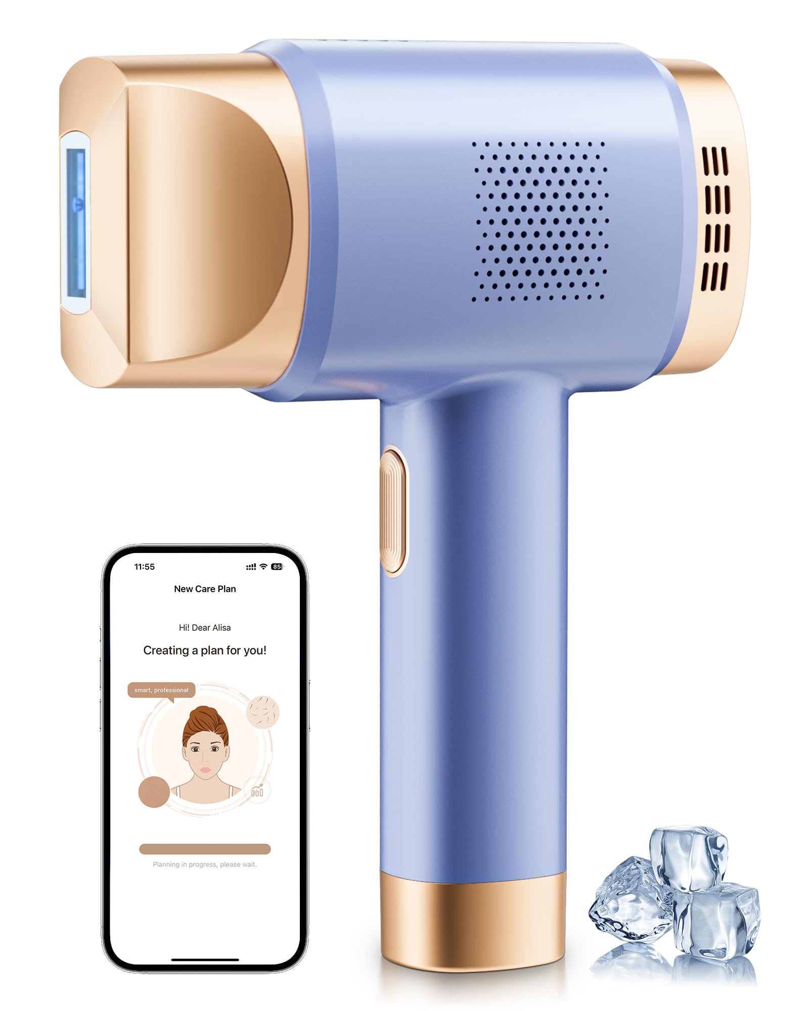IPL Laser Hair Removal for Women and Men, Sapphire Ice-Cooling Painless, Long-Lasting Result, at Home Hair Removal Device for Legs, Face