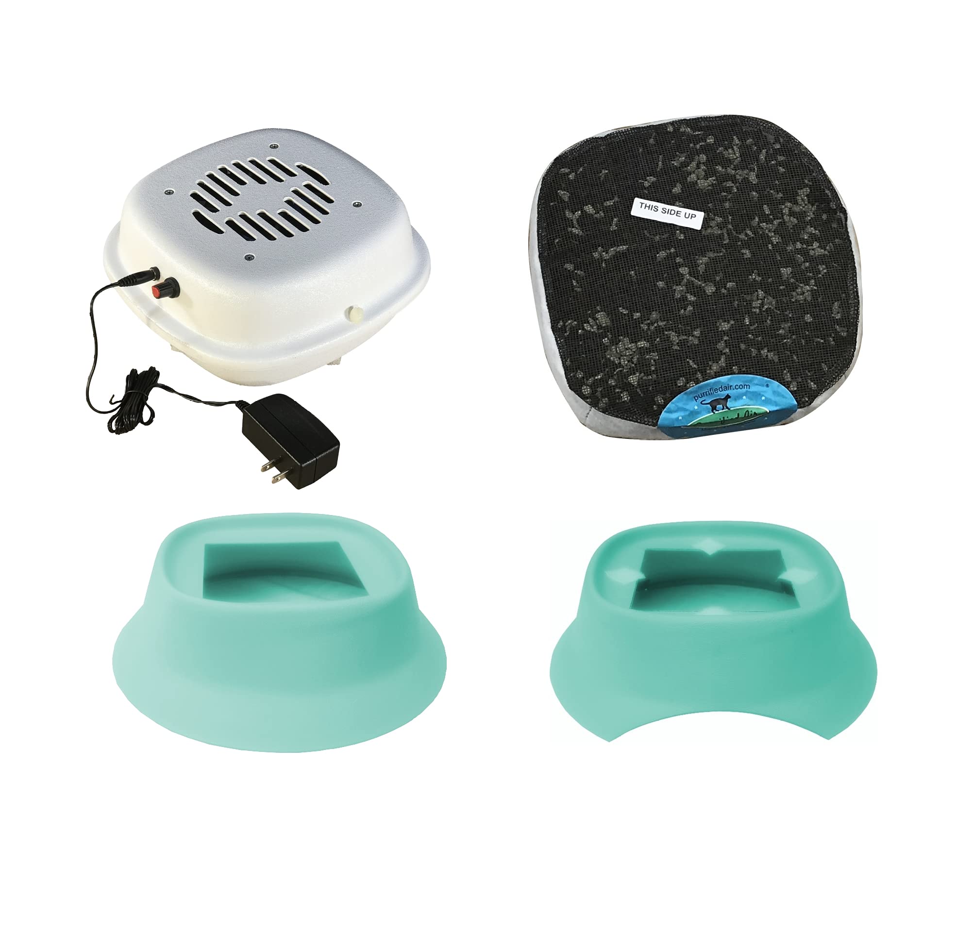 Purrified Air Product Group B - Air Filter Bundle for Pet Owners with Booda Dome Litter Box - Includes Air Purifier, Extra Filter Media Cartridge, Dome Adapter - Quick Odor Elimination - AC Adapter