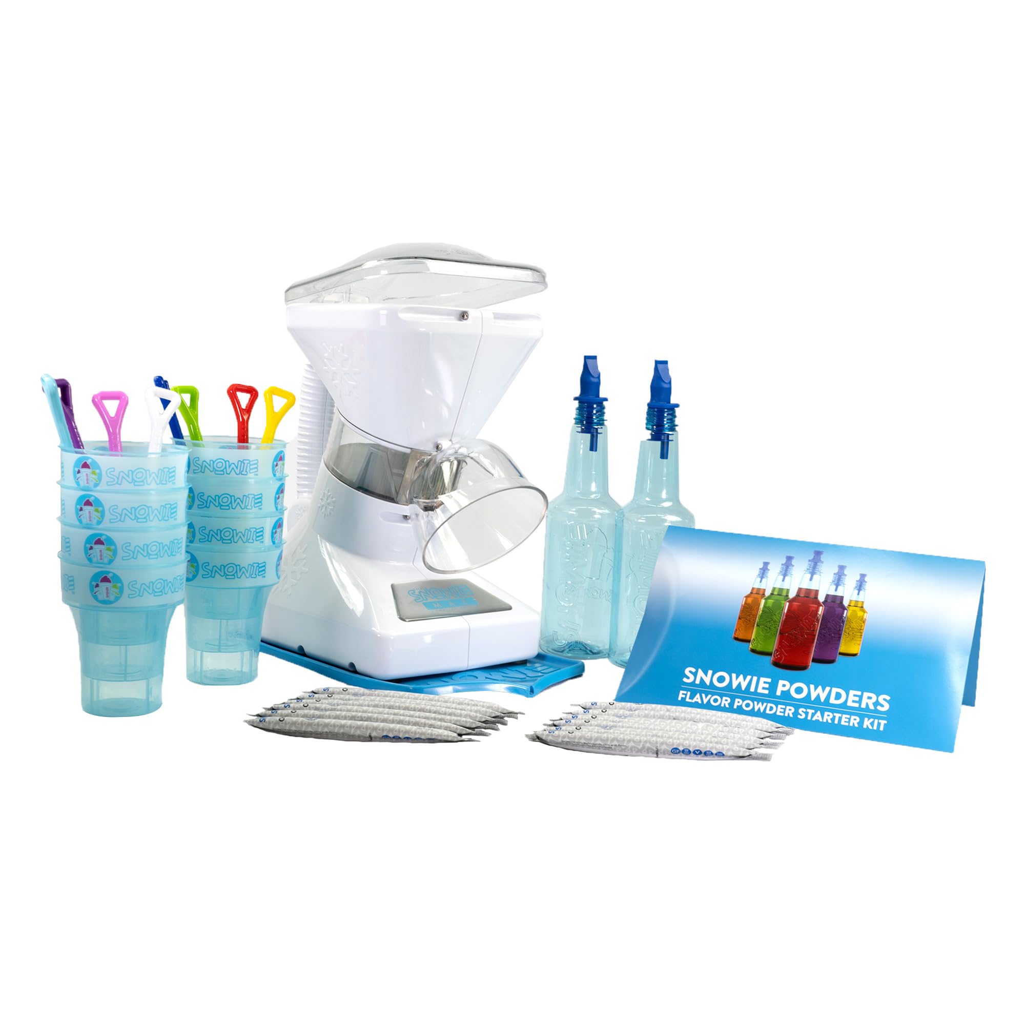 SNOWIE - Little Snowie Max Snow Cone Machine - Premium Shaved Ice Maker, with Powder Sticks Syrup Mix, Premium Kit, White