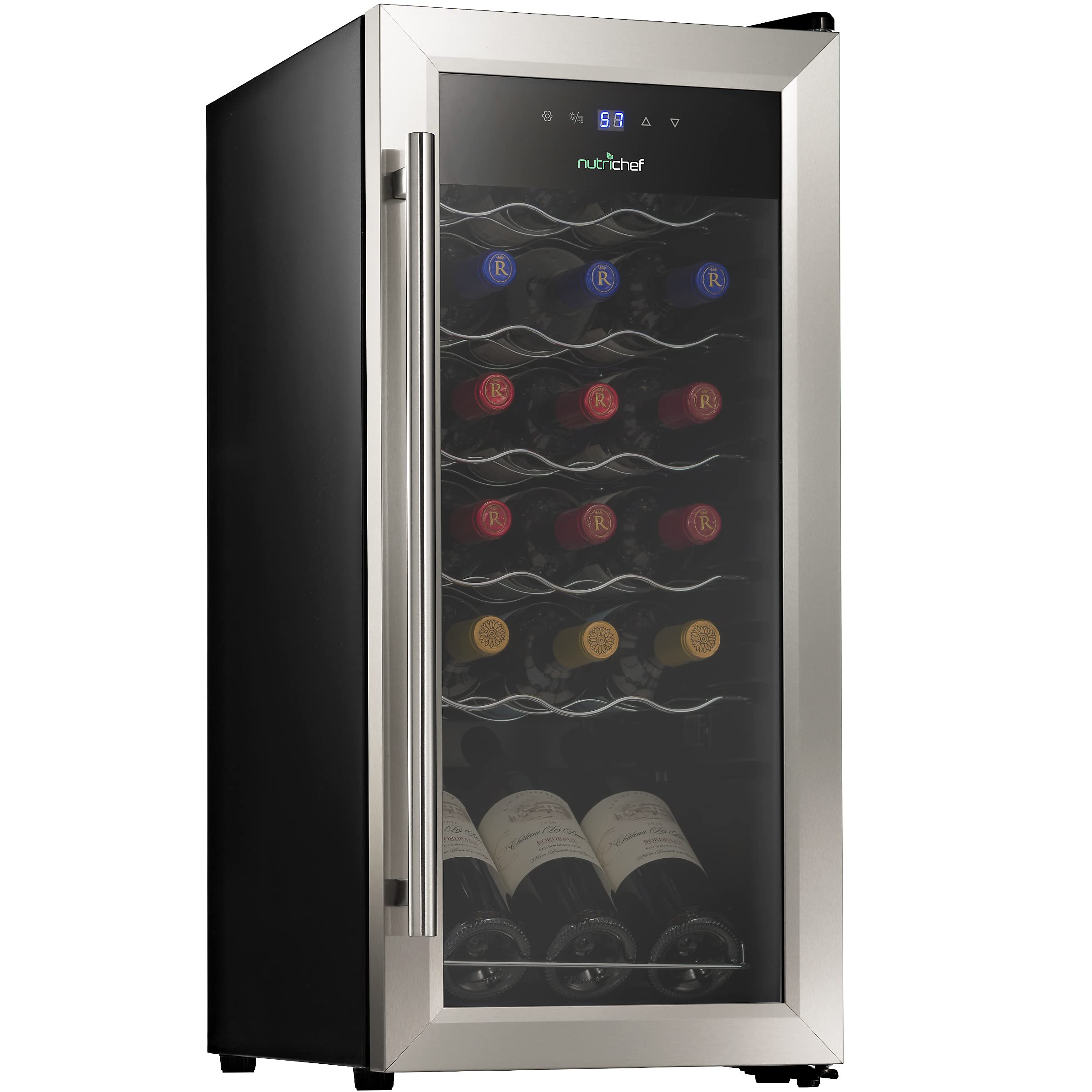 NutriChef PKCWC18 Cooler, 18 Bottle, Stainless Steel