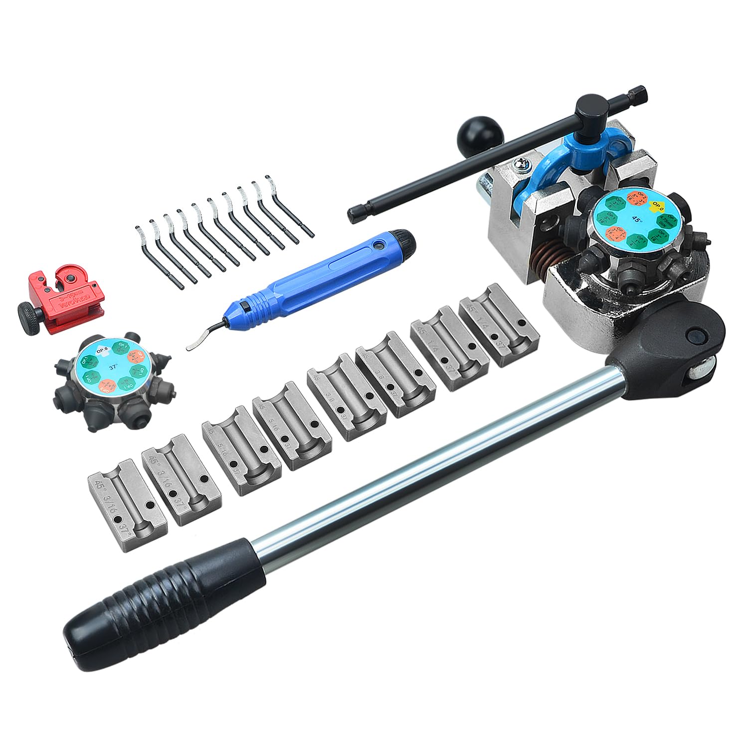 LainKeen Professional Brake Tube Line Flaring Tool 45 and 37 Degree Set, Single, Bubble, Double Flare Tool Kit