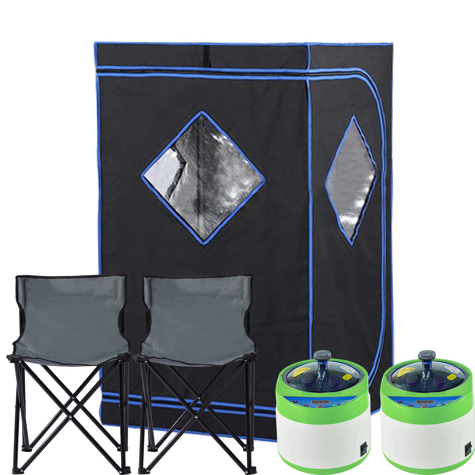 ZONEMEL Two Person Steam Sauna Set for Home Use, Portable Sauna Tent for 1 or 2 Person Full Body Spa, Two 4 Liter Steamers, Two Foldable Chairs