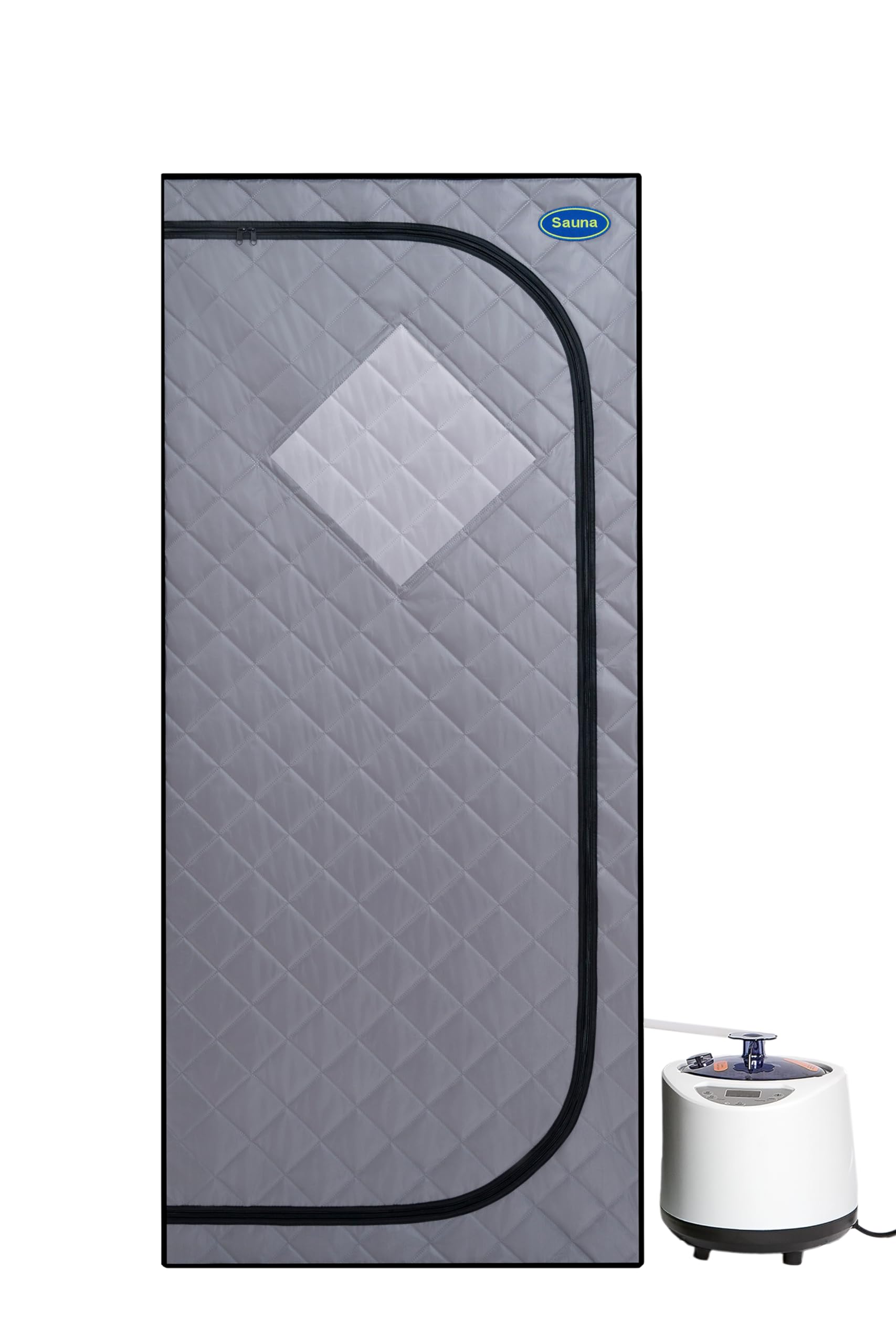 Full Size Grey Portable Steam Sauna Tent Twith Steam Generator 2.2L 1000 Watt Steam Generator Remote Control,60 Minute Timer with Remote Control,Chair Included,Home Sauna Spa Tent for Detox Relaxation