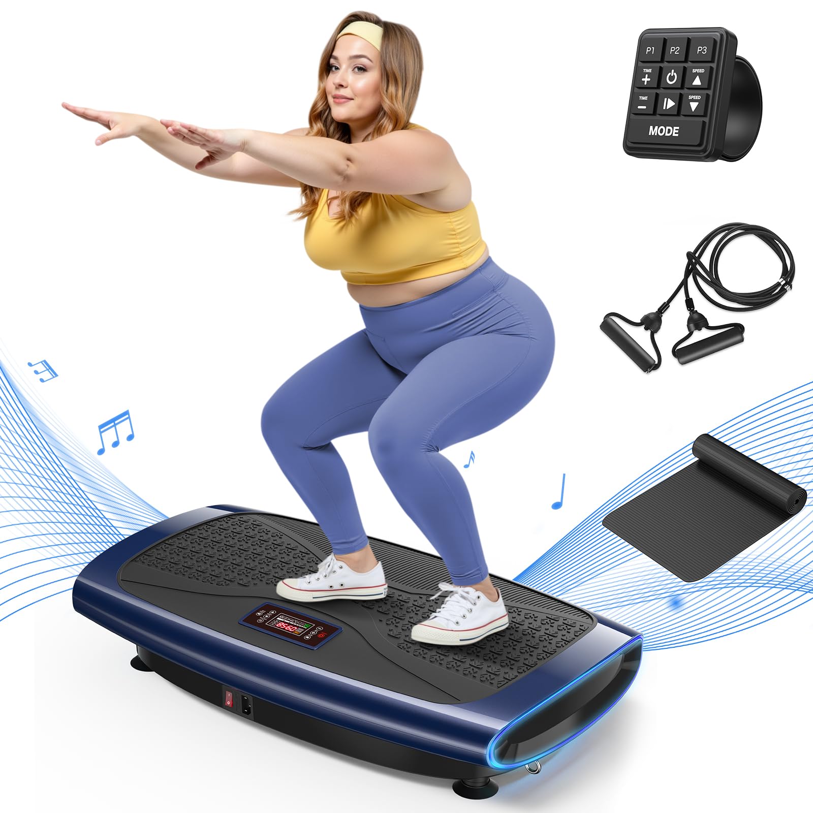 MERACH Vibration Plate Exercise Machine, 4D Vibration Plate with Bluetooth and Light, Vibrating Plate Exercise Machine for Women Men, Exercise Equipment for Home