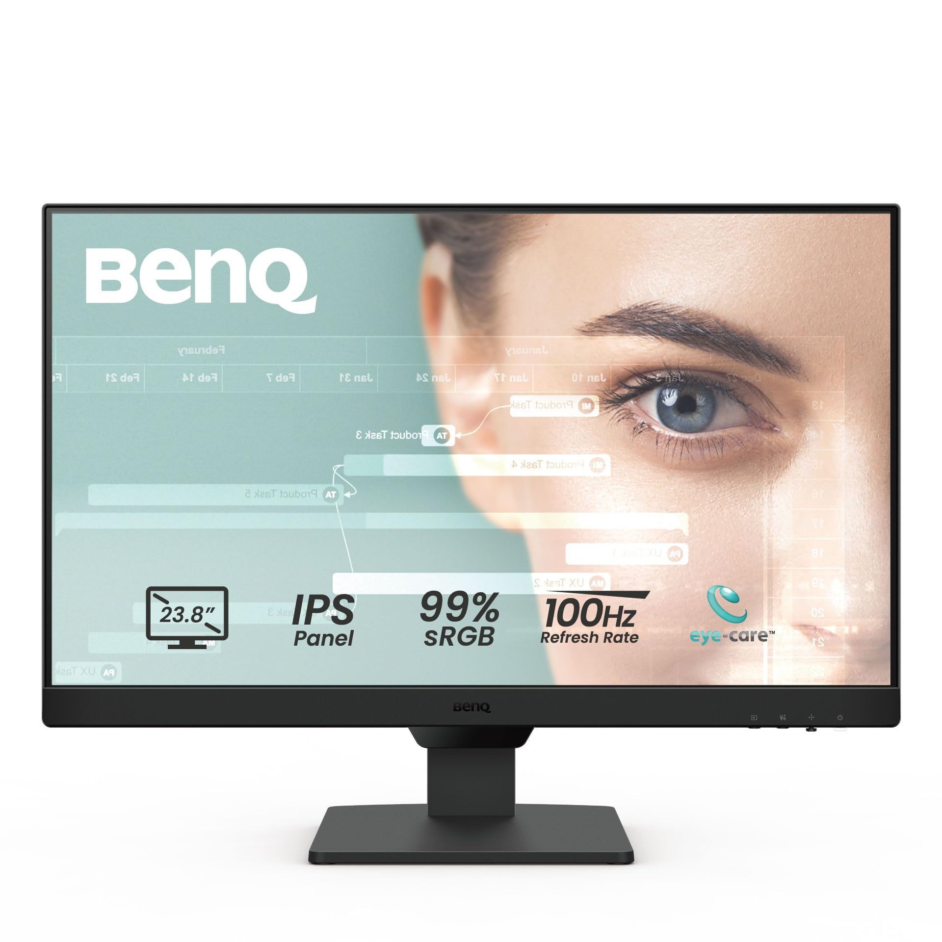BenQ GW2490 24" Computer Monitor 100Hz FHD 1920x1080p | IPS | Eye-Care Tech | VESA Mount |Thin Bezel | Low Blue Light| Adaptive Brightness| Wall Mount | Built-in Speakers | DisplayPort | HDMI x 2