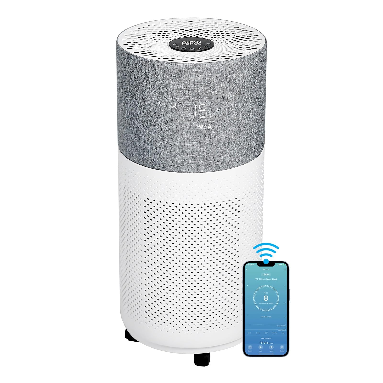 CleanForce Air Purifiers for Home Large Room Up to 2550 ft², H13 HEPA Air Cleaner Works with Alexa for Dust, Allergens, Pollen, Pet Hair Dander, Odors, CERTIFIED asthma & allergy friendly, Rainbow