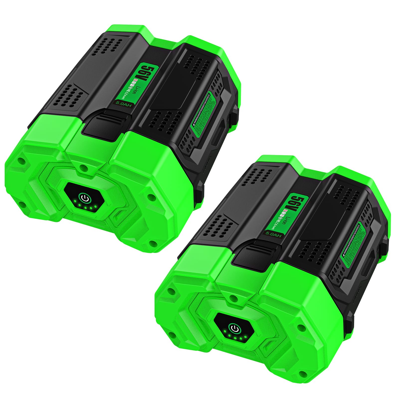 2PACK 56V 5.0Ah Rechargeable Battery for EGO BA2800 BA4200 BA1400,5000mAh Lithium Ion Battery Compatible with All Power 56V CS1604 CS1804 CS1403 HT2400 LB6504 LB5804 LB6500 LB4800 PH1400 Tools