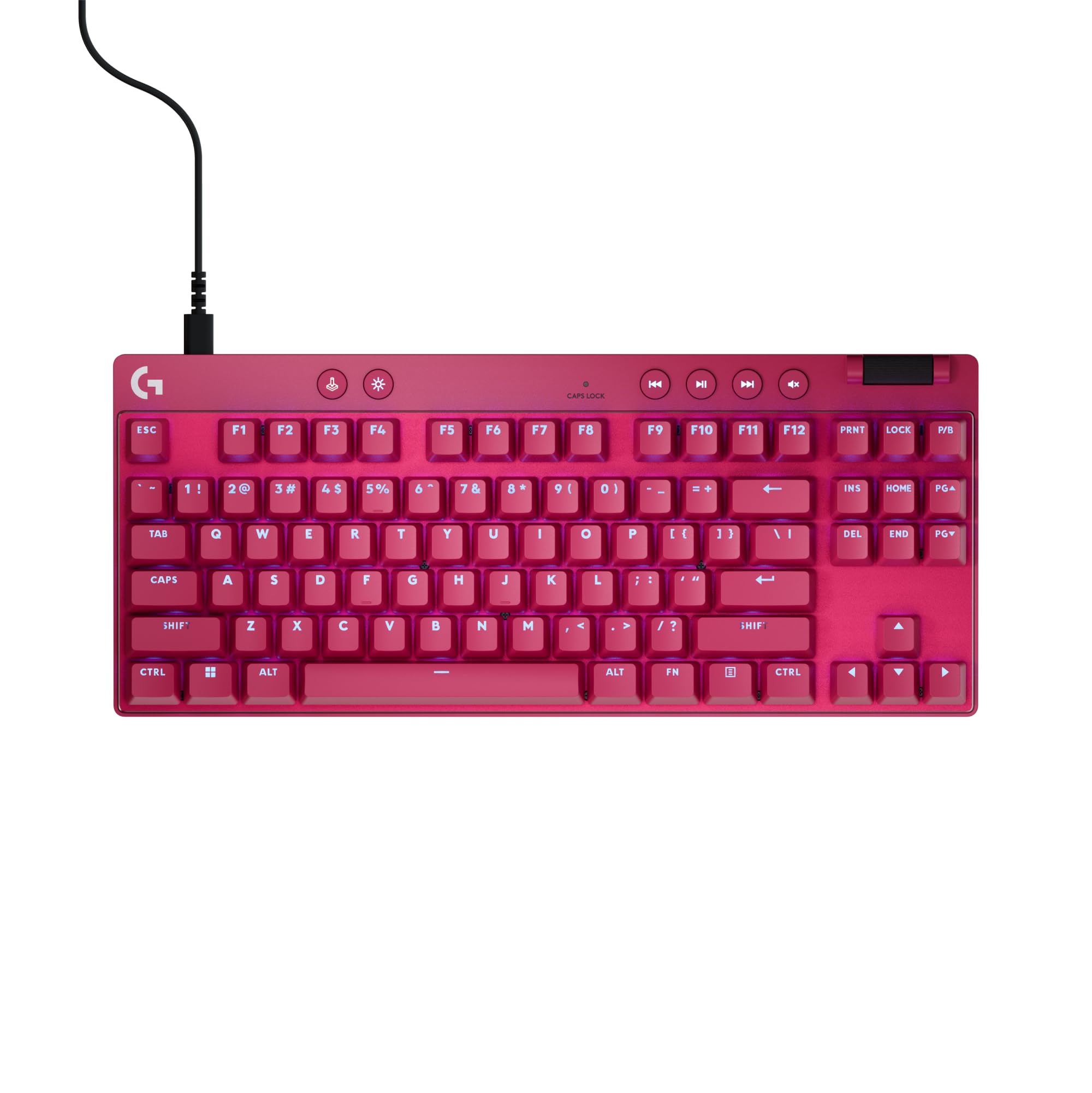 Logitech G PRO X TKL Rapid Tenkeyless Wired Gaming Keyboard with Magnetic Analog Switches, Rapid Trigger Mode, Adjustable Actuation, and Customizable RGB Lighting - Megenta