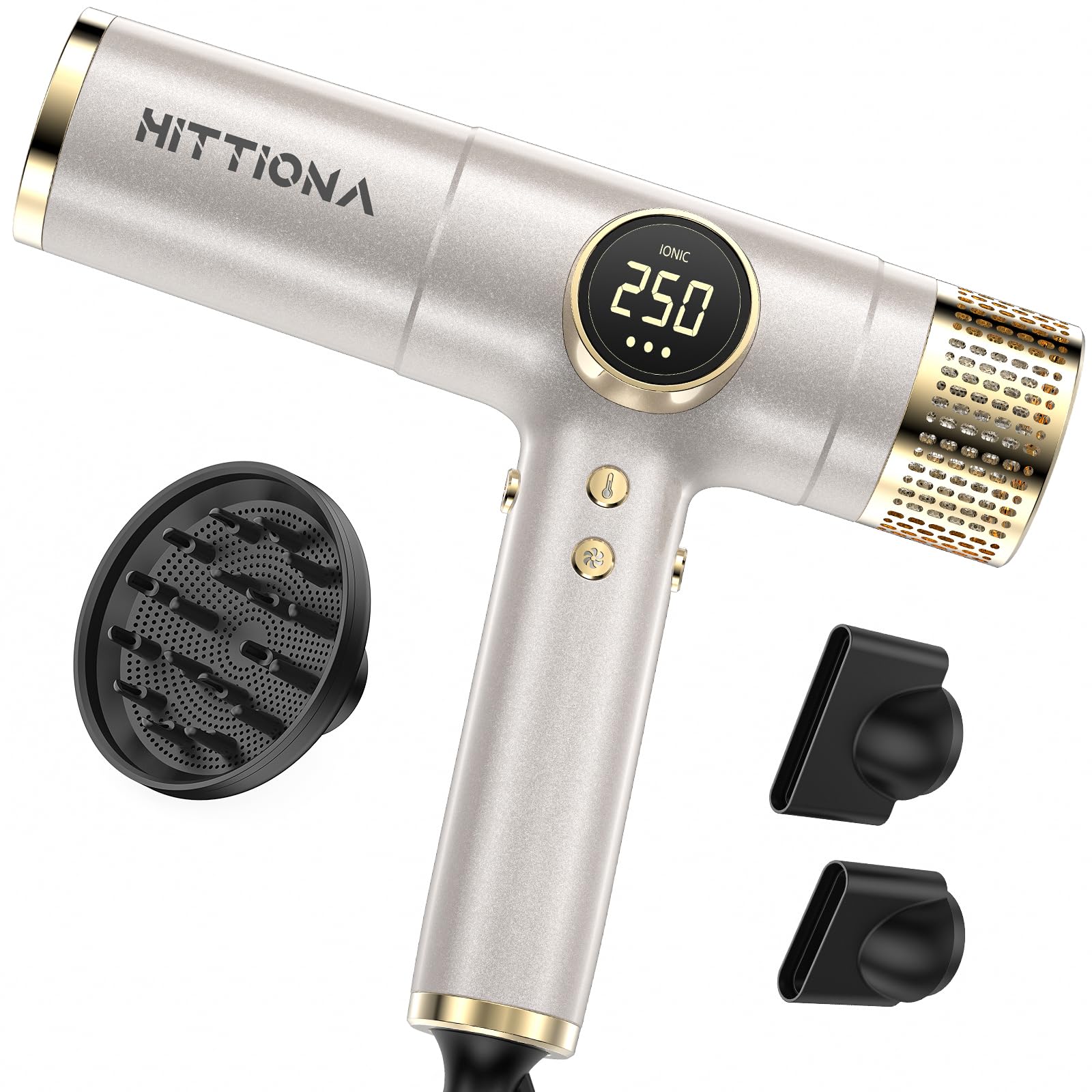 Ionic Hair Dryer with Diffuser - 2000W Professional Dual Voltage Blow Dryer for All Hair Types, Negative Ion, Fast Drying & Low Noise, Lightweight Design and Intelligent Heat Control
