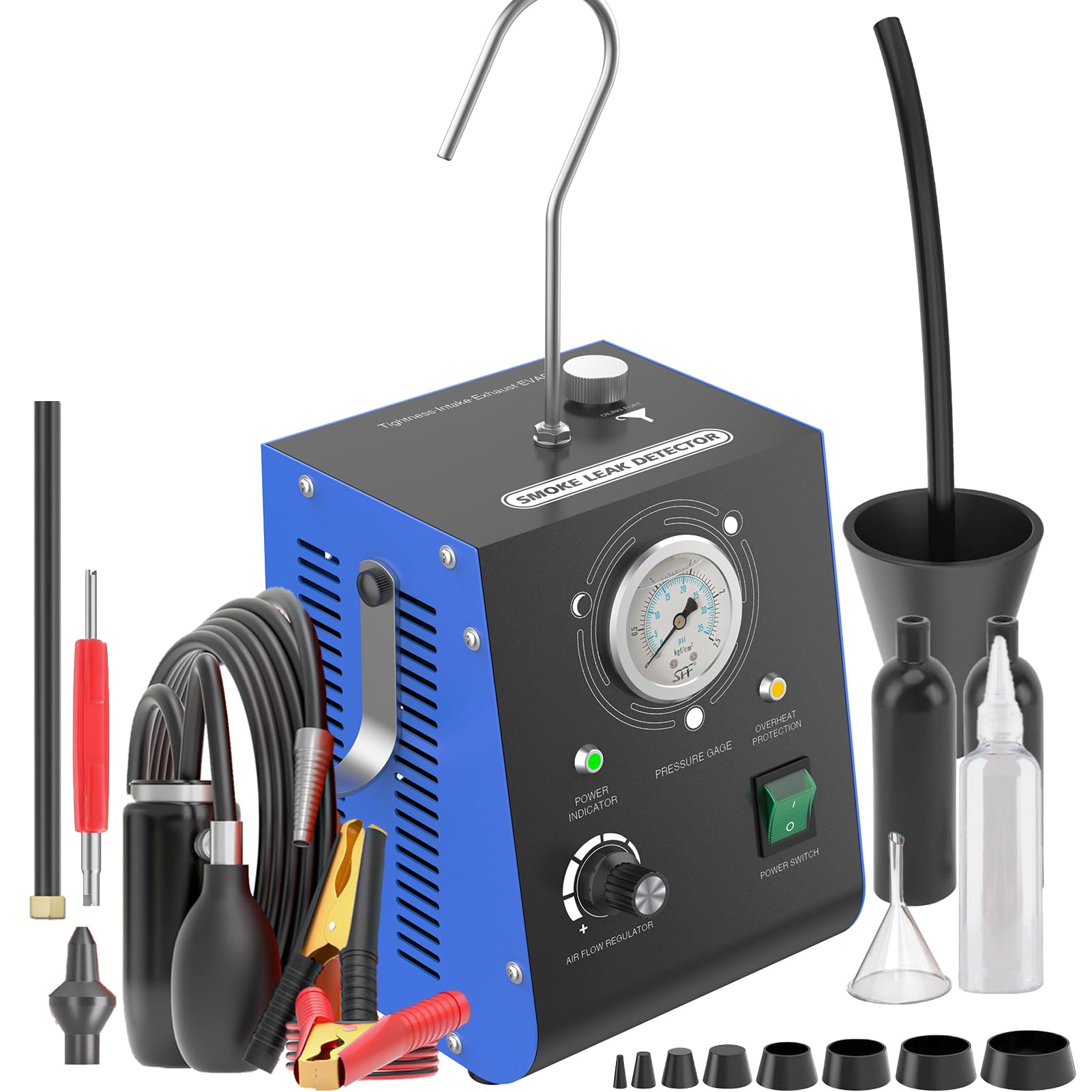 Automotive Smoke Machine, Upgraded 19PSI Leak Detector Unit Kit Dual Mode Built-in Air Pump DC12V EVAP Vacuum Exhaust Leak Diagnostic Tester Tool for All Vehicle Pipe Systems, ATV, Boat