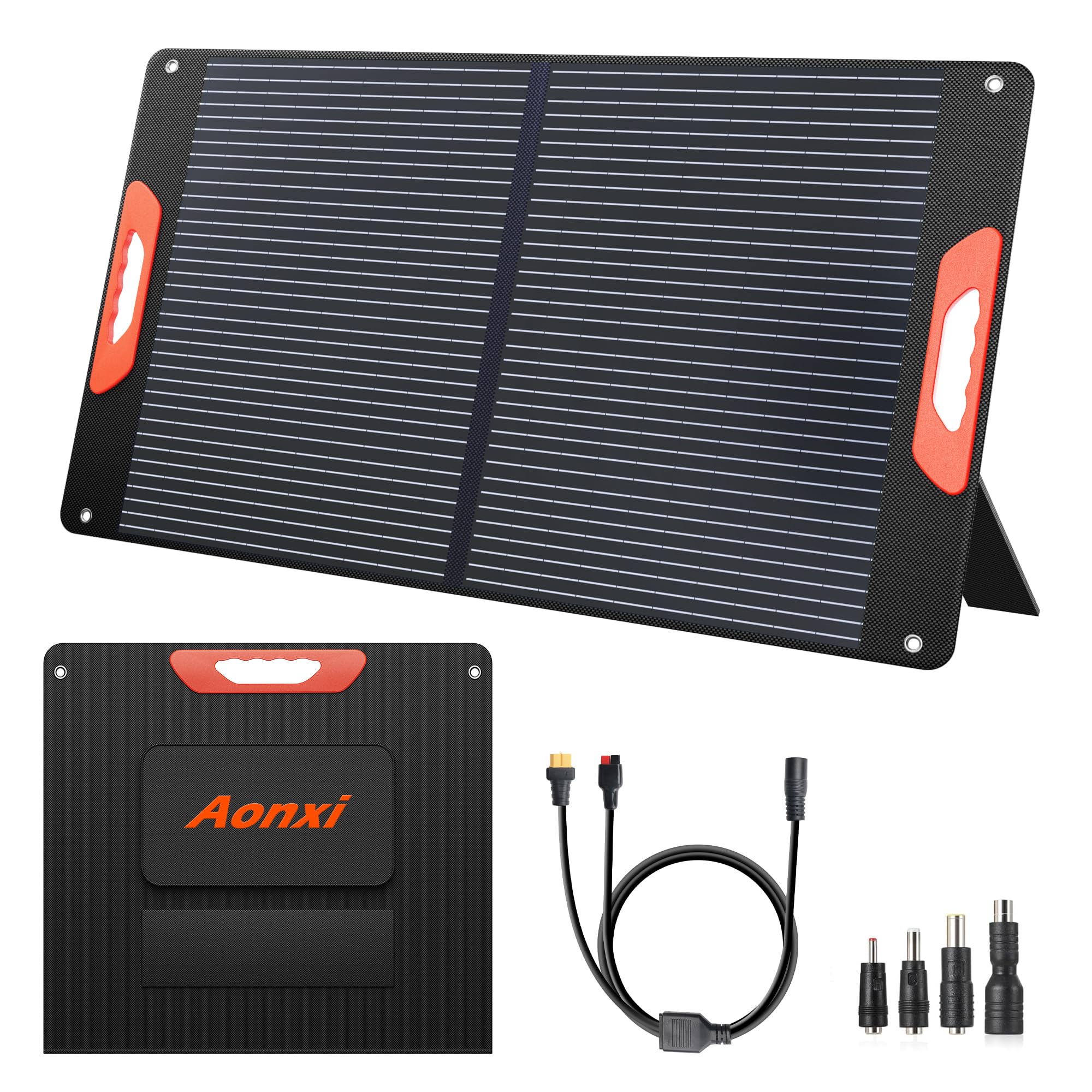 100 Watt Portable Solar Panels for Power Station, 24% High Efficiency, 100W Monocrystalline Foldable 20V DC Output Solar Panel Charger with QC3.0 USB-A & Type-C Output for Hiking, Outdoor Camping, RV