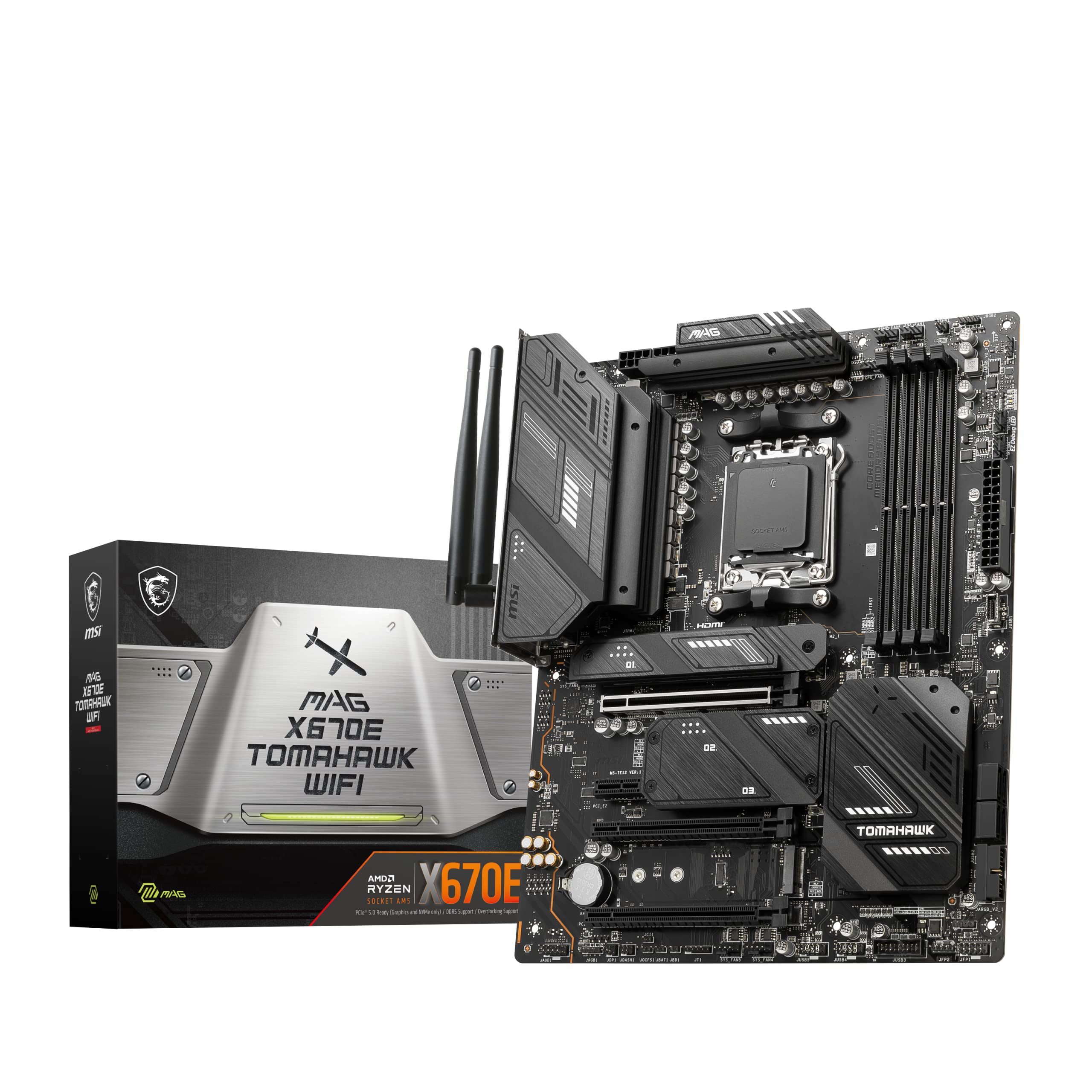 MSI MAG X670E Tomahawk WiFi Gaming Motherboard (AMD AM5, DDR5, PCIe 5.0, SATA 6Gb/s, M.2, USB 3.2 Gen 2, Wi-Fi 6E, 2.5Gbps LAN, HDMI/DP, ATX) (Renewed)