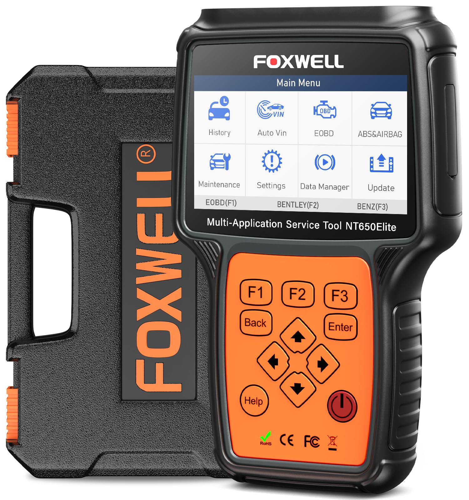FOXWELL NT650 Elite OBD2 Scanner with ABS and SRS Full Function, ABS Scan Tool for Bleeding Brakes, 25 Resets, Live Data Bidirectional Car Diagnostic Tool, NT630 Plus Upgrade
