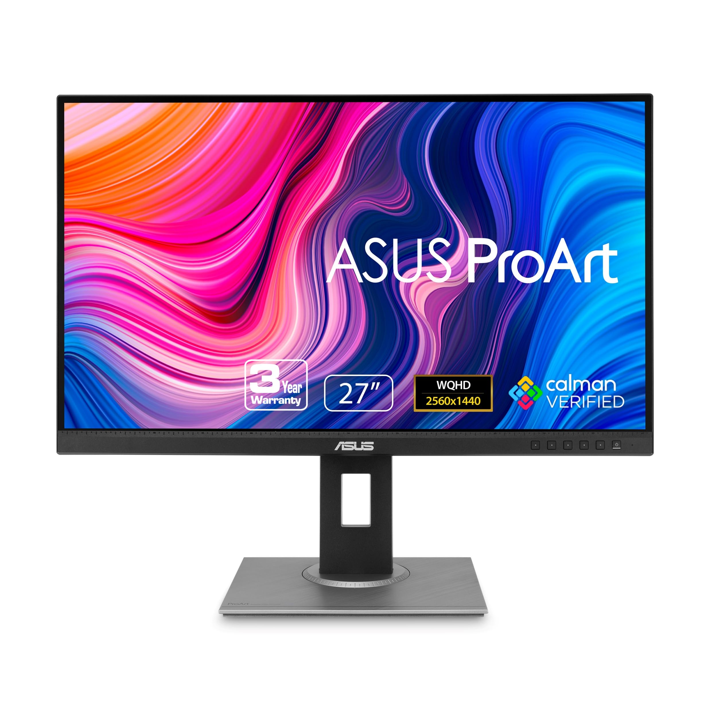 ASUS ProArt Display PA278QV 27” WQHD (2560 x 1440) Monitor, 100% sRGB/Rec. 709 ΔE < 2, IPS, DisplayPort HDMI DVI-D Mini DP, Calman Verified, Anti-glare, Tilt Pivot Swivel Height Adjustable, Black