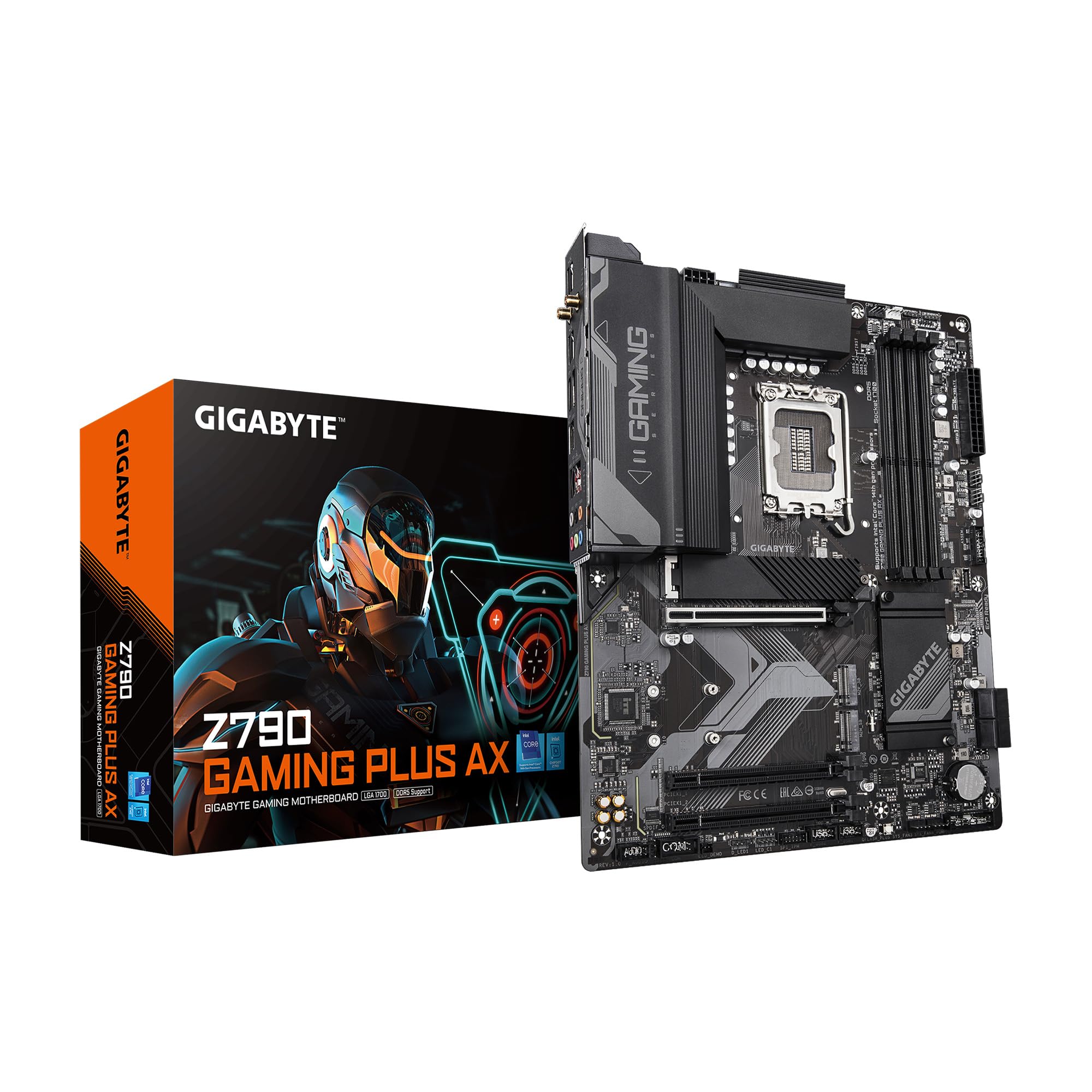 GIGABYTE Z790 GAMING PLUS AX LGA 1700 Intel Z790 ATX Motherboard with DDR5, Triple M.2, PCIe 4.0, USB 3.2 Gen2 Type-C, Realtek Wi-Fi 6, Realtek LAN, Q-Flash Plus, EZ-Latch