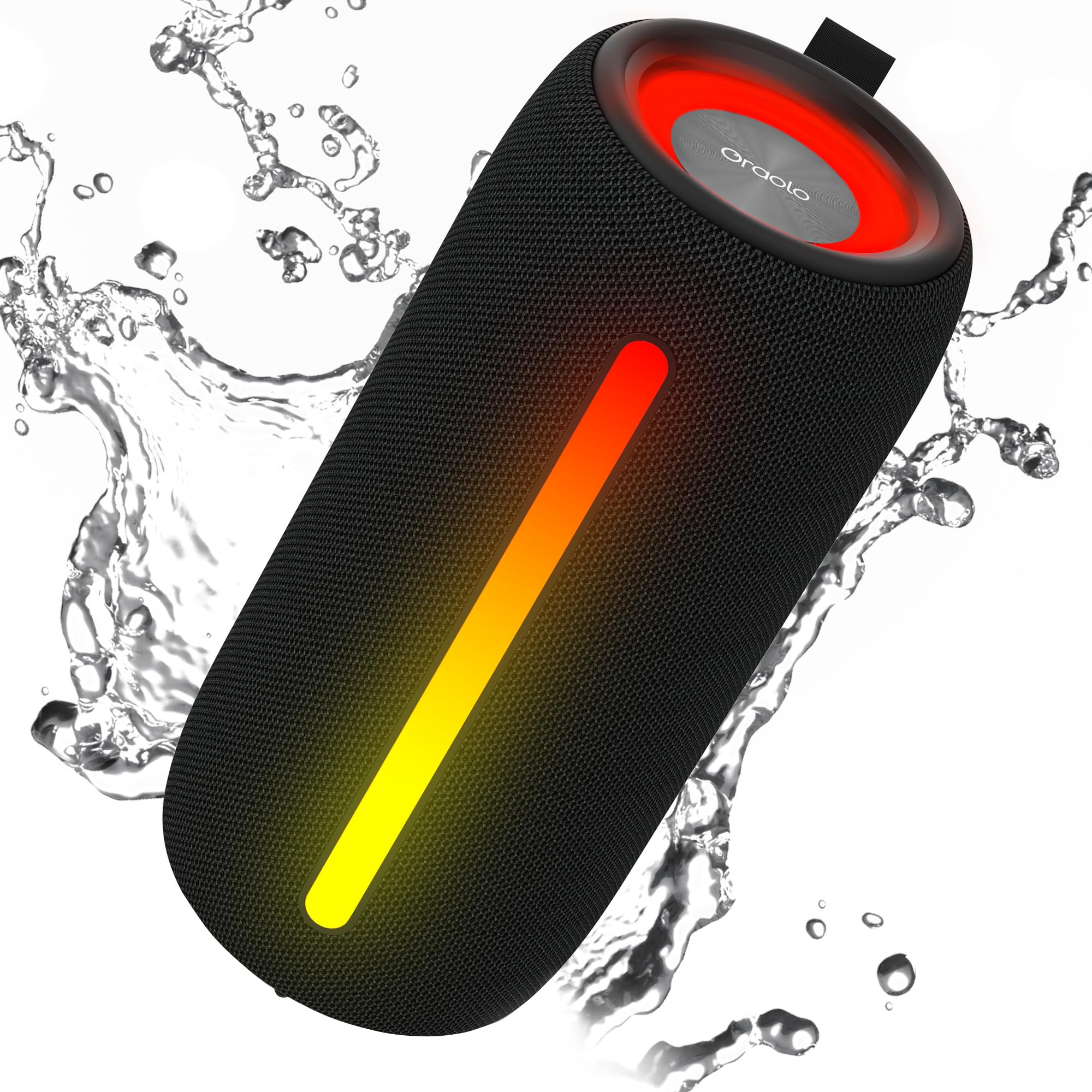 Oraolo Bluetooth Speaker, Portable Wireless Speaker with 24W Loud Stereo Sound, RGB Lights, TWS Pairing, Bluetooth 5.4, Support AUX/TF Card, IPX6 Waterproof Outdoor Speaker for Party Camping