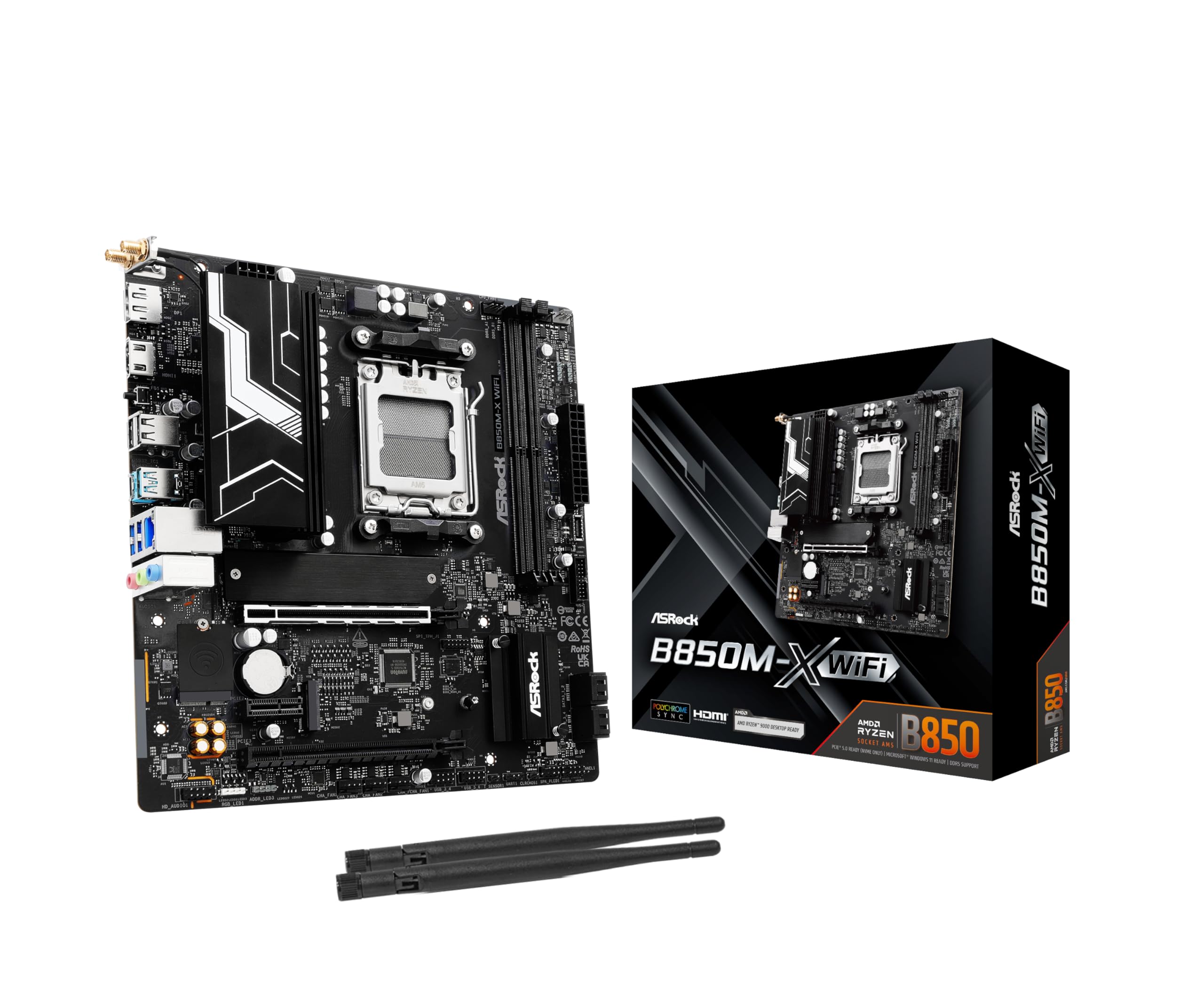 ASRock AMD B850M X WiFi 6E Socket AM5 Ryzen DDR5 8200 MHz 128GB B850 Micro ATX Motherboard M.2 SATA3 6.0 Gb/s PCIe 4.0 B850