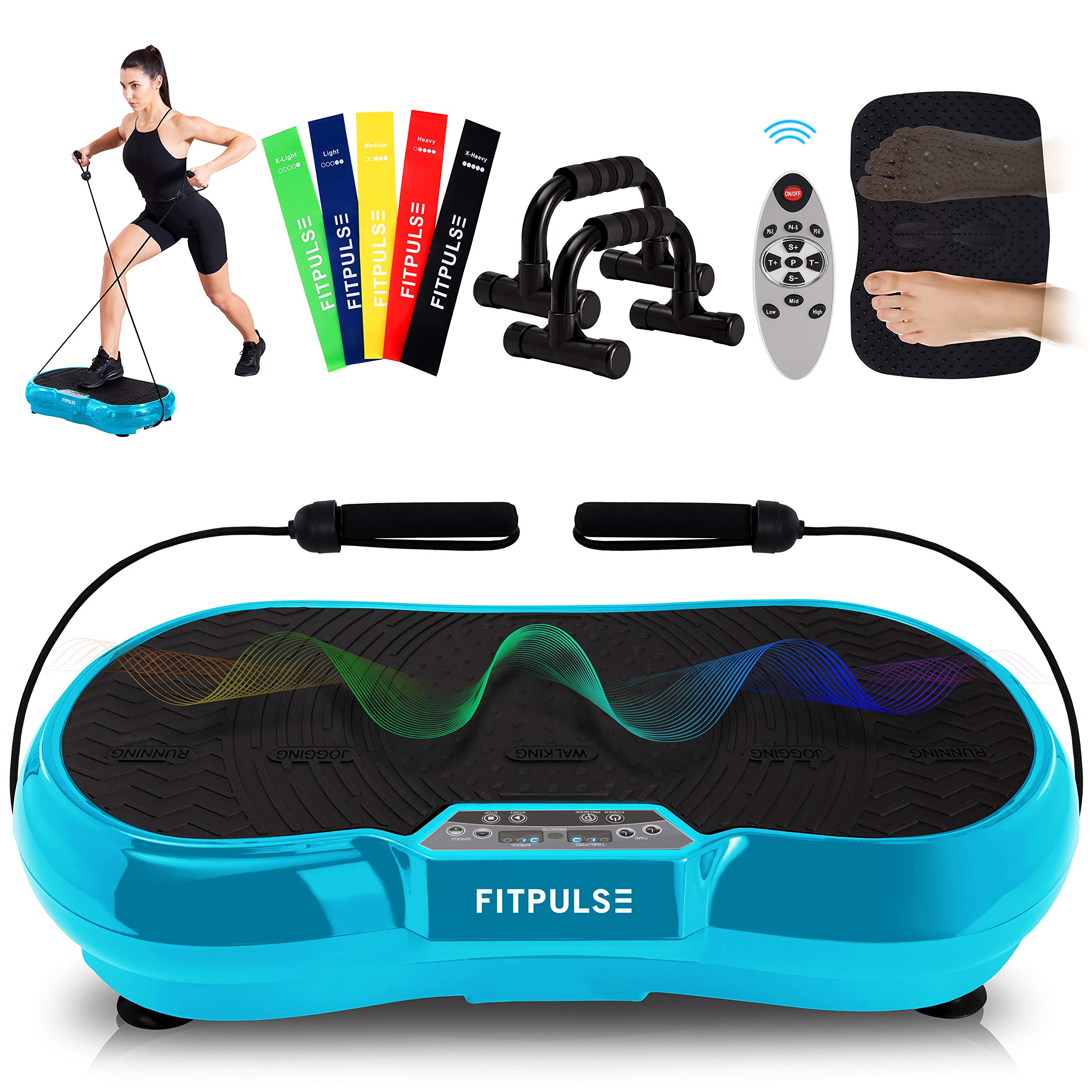 FITPULSE Classic Vibration Plate Exercise Machine - Vibration Platform Machine Vibrating Platform Body Vibration Machine Vibrating Machine Vibration Plates Vibrating Plate Light Blue Exercise Plates