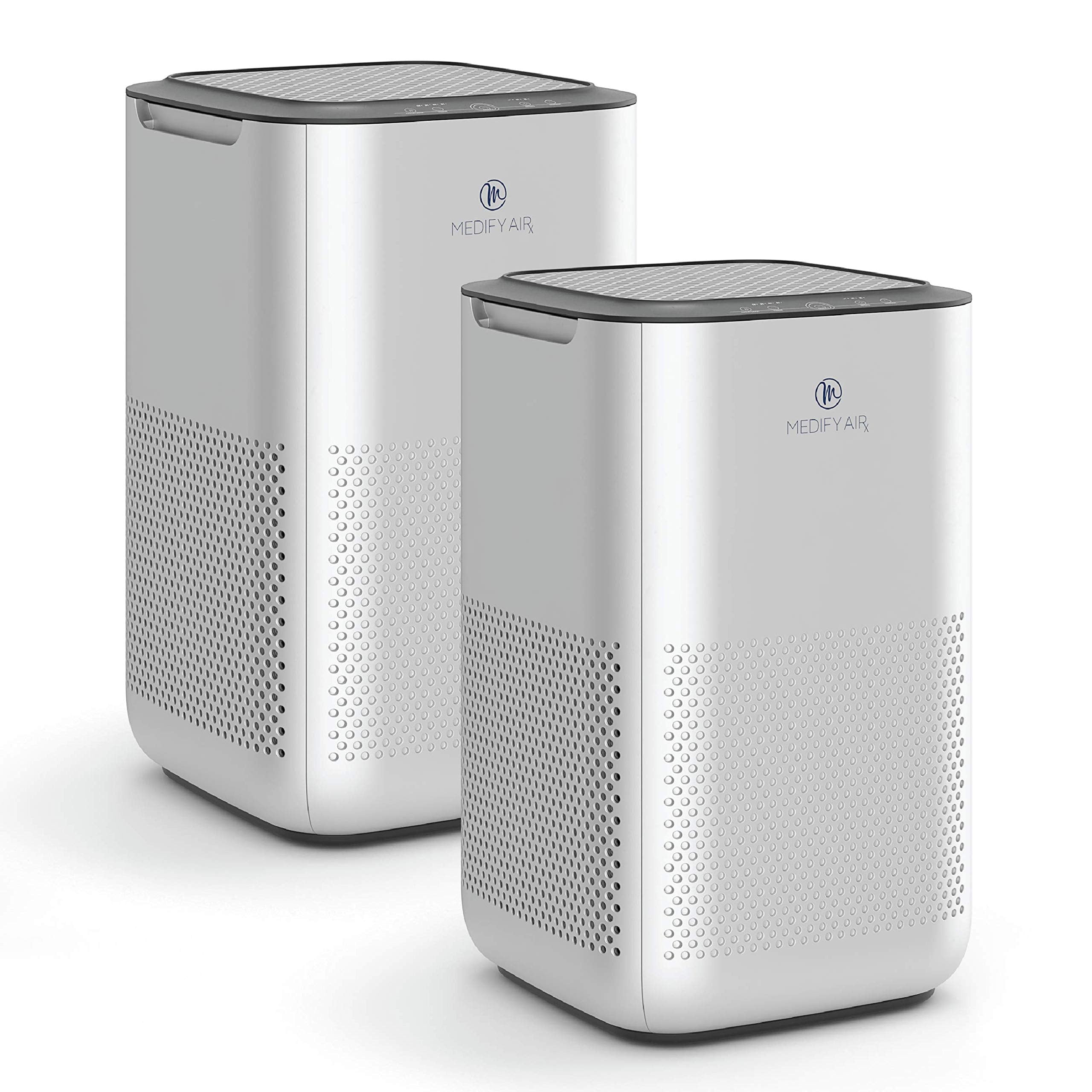 Medify MA-15 Air Purifier with True HEPA H13 Filter | 585 ft² Coverage in 1hr for Allergens, Smoke, Wildfires, Dust, Odors, Pollen, Pet Dander | Removal to 0.1 Microns | Silver, 2-Pack