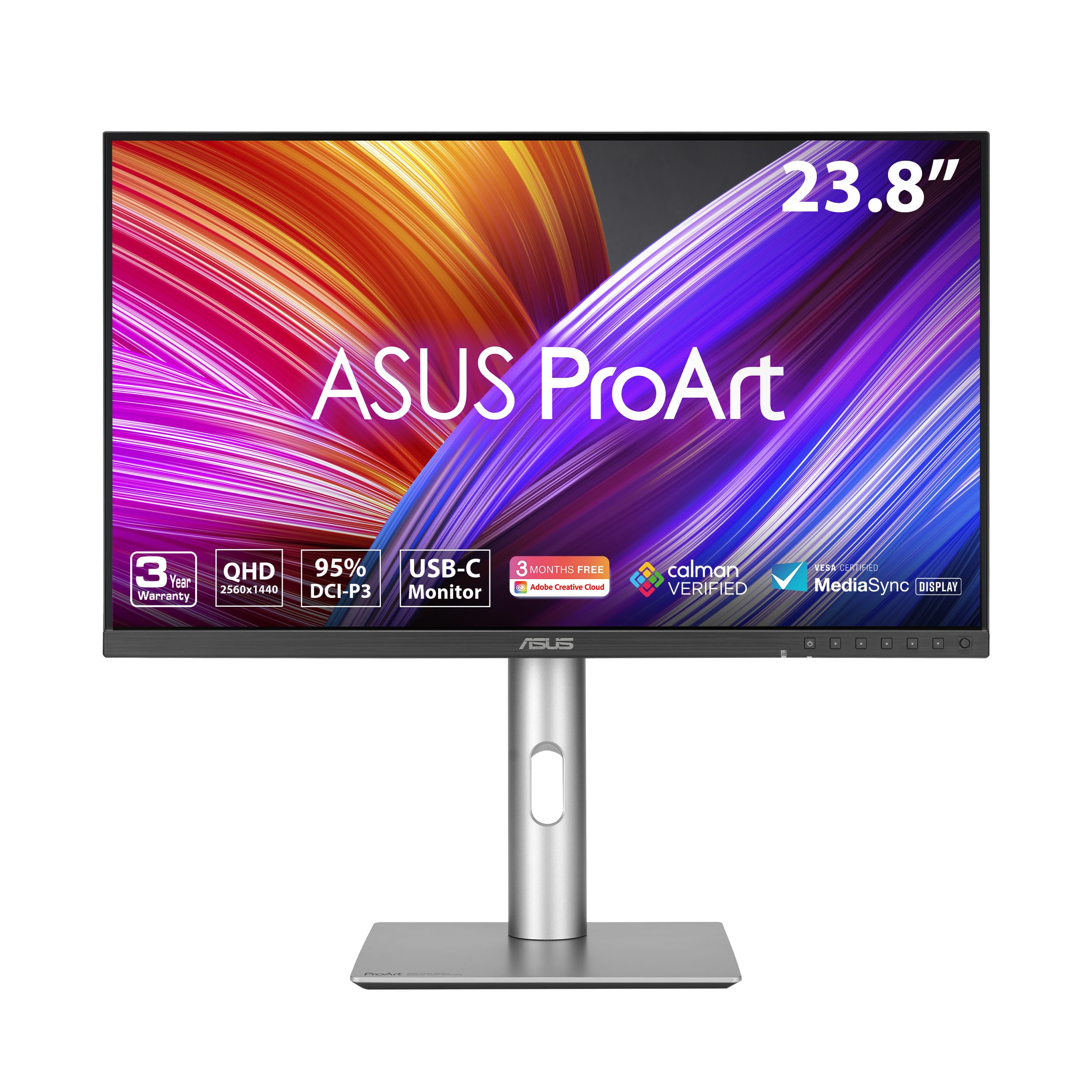 ASUS ProArt Display 24” (23.8 inch viewable) 1440P Professional Monitor (PA24ACRV) – IPS, QHD (2560 x 1440),Pre-Calibrated, 95% DCI-P3, ΔE < 2, Calman Verified, USB-C PD 96W, HDR400, 3 yr Warranty