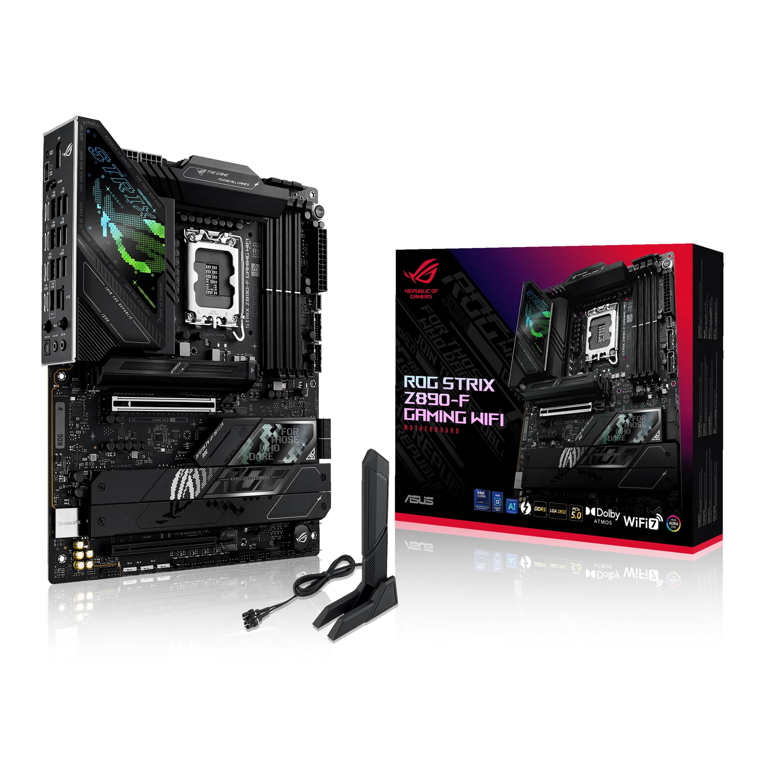 ASUS ROG Strix Z890-F Gaming WiFi Intel® Z890 LGA 1851 ATX Motherboard, Advanced AI PC-Ready, 16+2+1+2 Stages, DDR5, WiFi 7, 5X M.2, Thunderbolt™ 4, USB Type-C®, AI Overclocking, Cooling & Networking