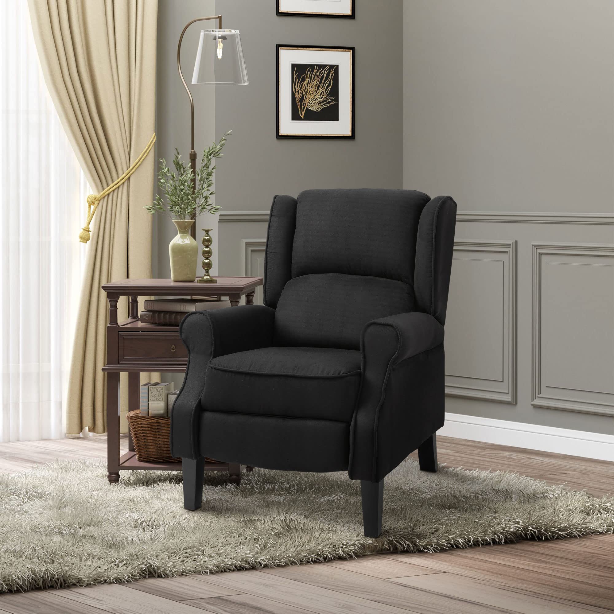 NicBex Massage Chair Recliner Living Room Chairs Wingback Heated Vibrating Massage Chair, Accent Sofa Vintage Upholstered Massage Recliner Chair Push-Back with Remote Controller, Black