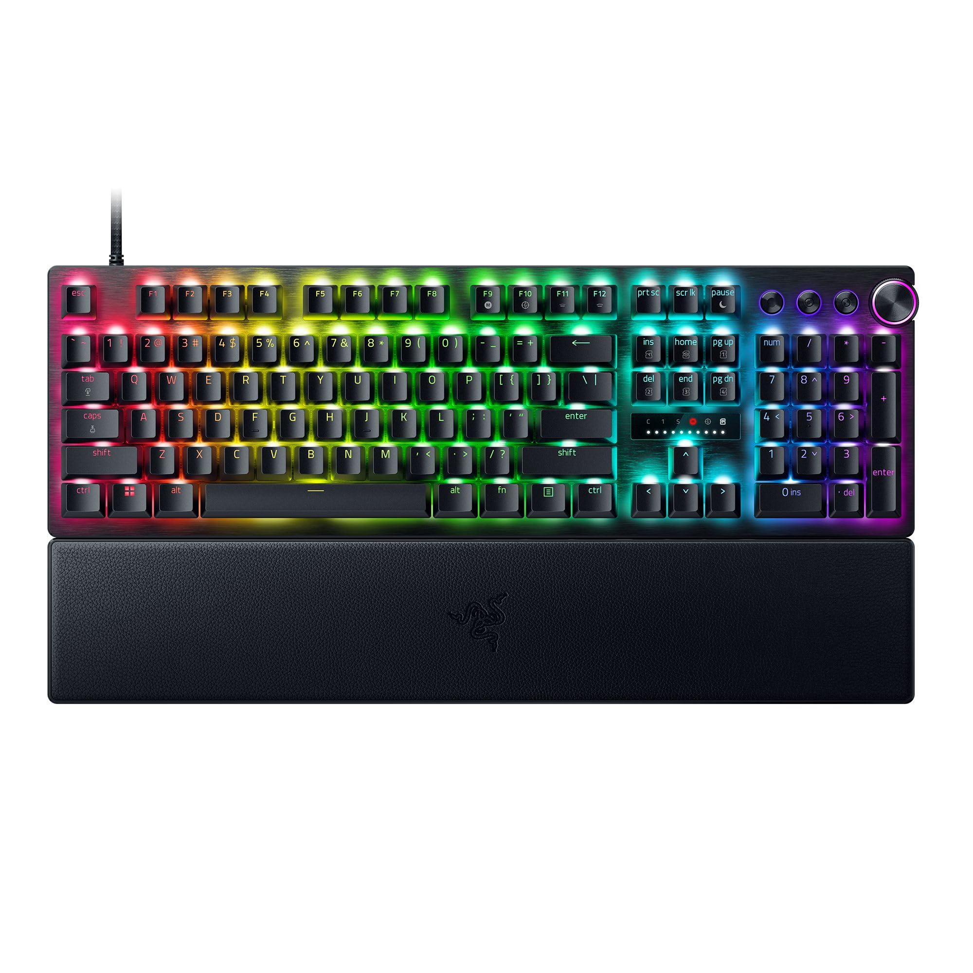 Razer Huntsman V3 Pro Esports Gaming Keyboard: Analog Optical Switches - Razer Snap Tap - Rapid Trigger - Adjustable Actuation - Media Keys & Dial - Doubleshot PBT Keycaps - Wrist Rest - Black