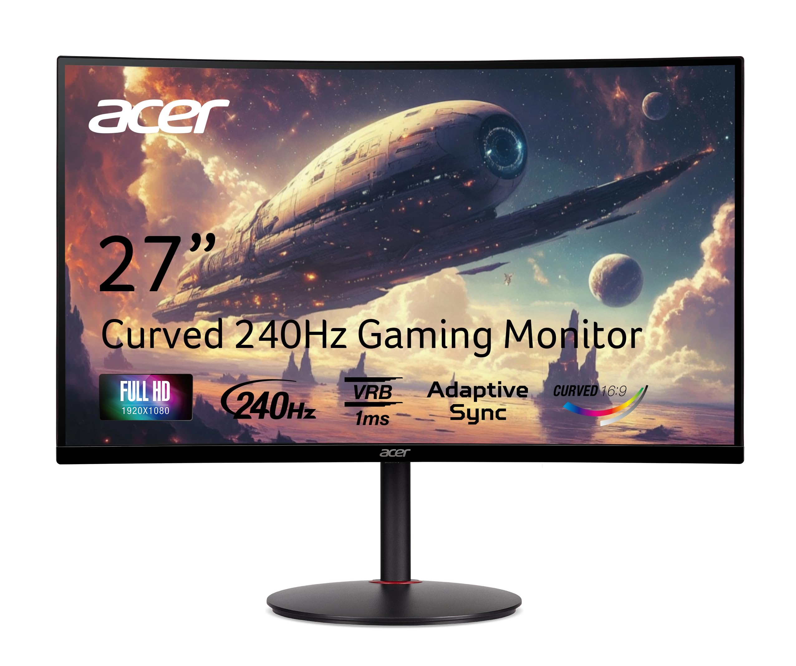 Acer Nitro XZ270 Xbmiipx 27" 1500R Curved Full HD (1920 x 1080) VA Zero-Frame Gaming Monitor with Adaptive Sync, 240Hz Refresh Rate and 1ms VRB (Display Port & 2 x HDMI 2.0 Ports) , Black