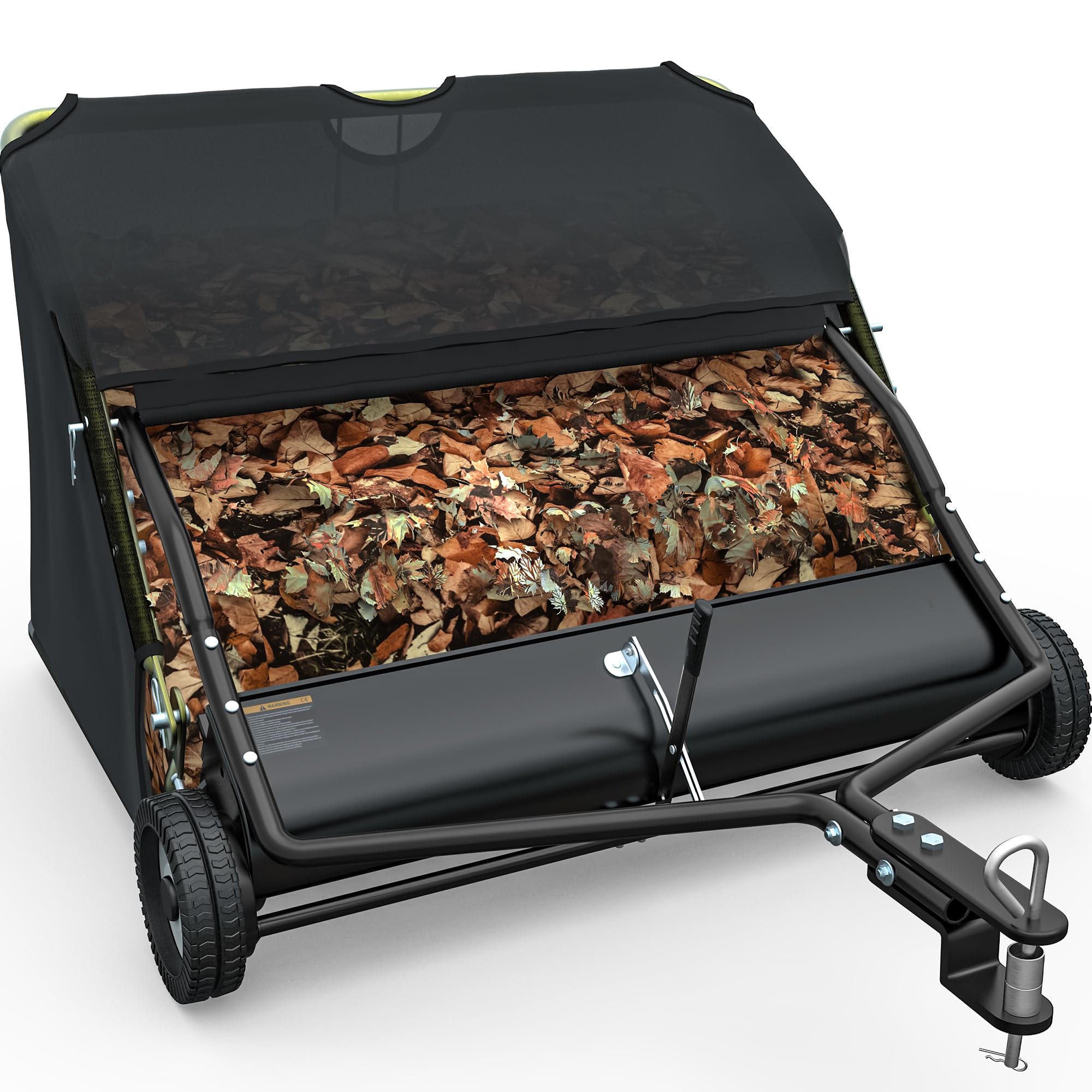 YINTATECH 48" Lawn Sweeper, Tow Behind Leaf Collector, Pine Needle, Pine Cone, Grass Sweeper,Black