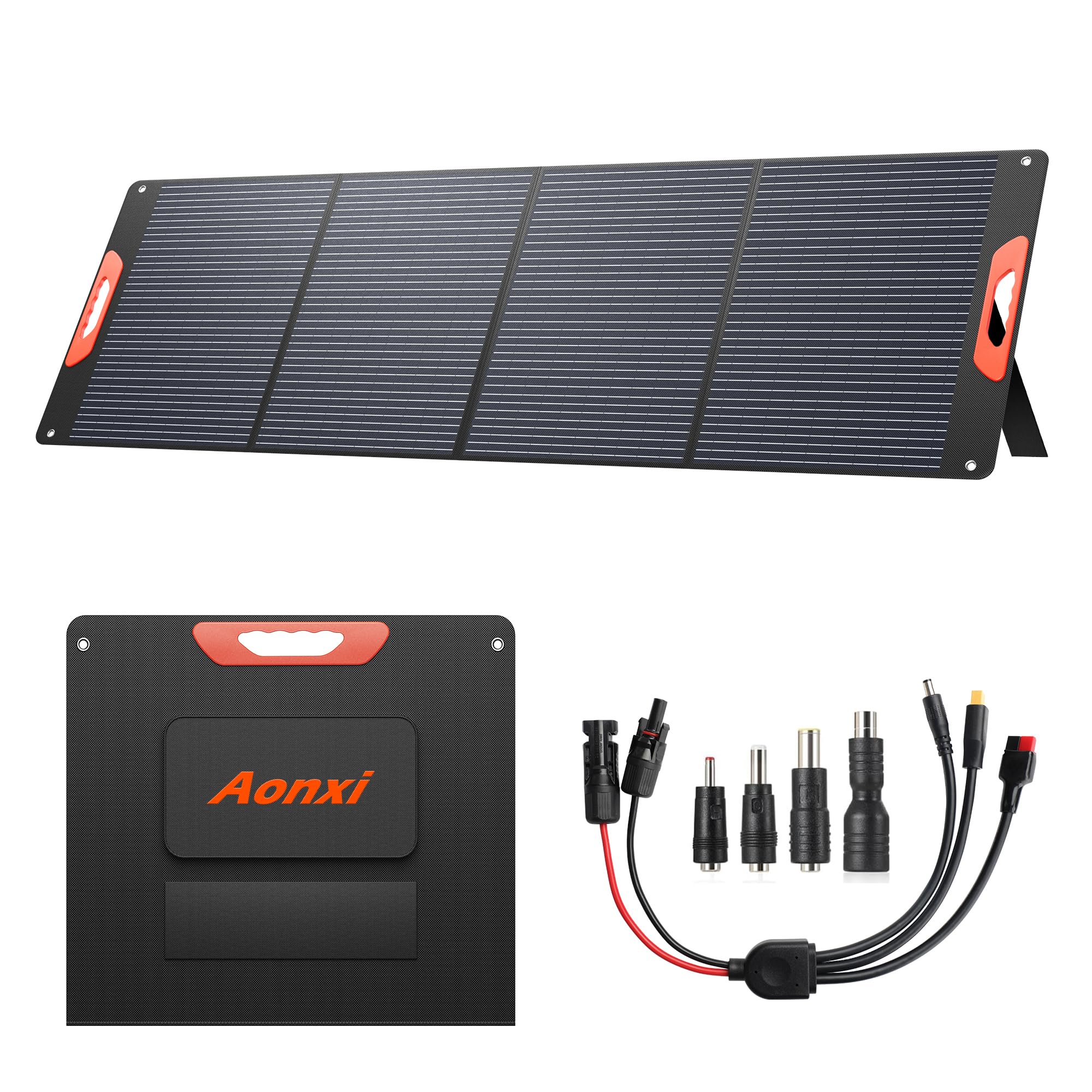 200W Portable Solar Panels for Power Station, 24% High Efficiency, 200 Watt Monocrystalline Foldable Solar Panel Charger with 5V USB/20V DC Output, Adjustable Kickstand for Camping, Off-Grid Living