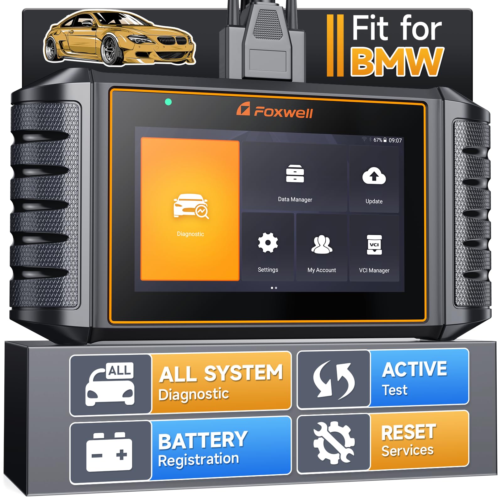 FOXWELL NT710 Scan Tool fit for BMW, Full System Bidirectional Diagnostic with 20+Reset Services &All System-Maintenance Services,Battery Registration Tool fit for BMW Mini Rolls-Royce ECU Coding