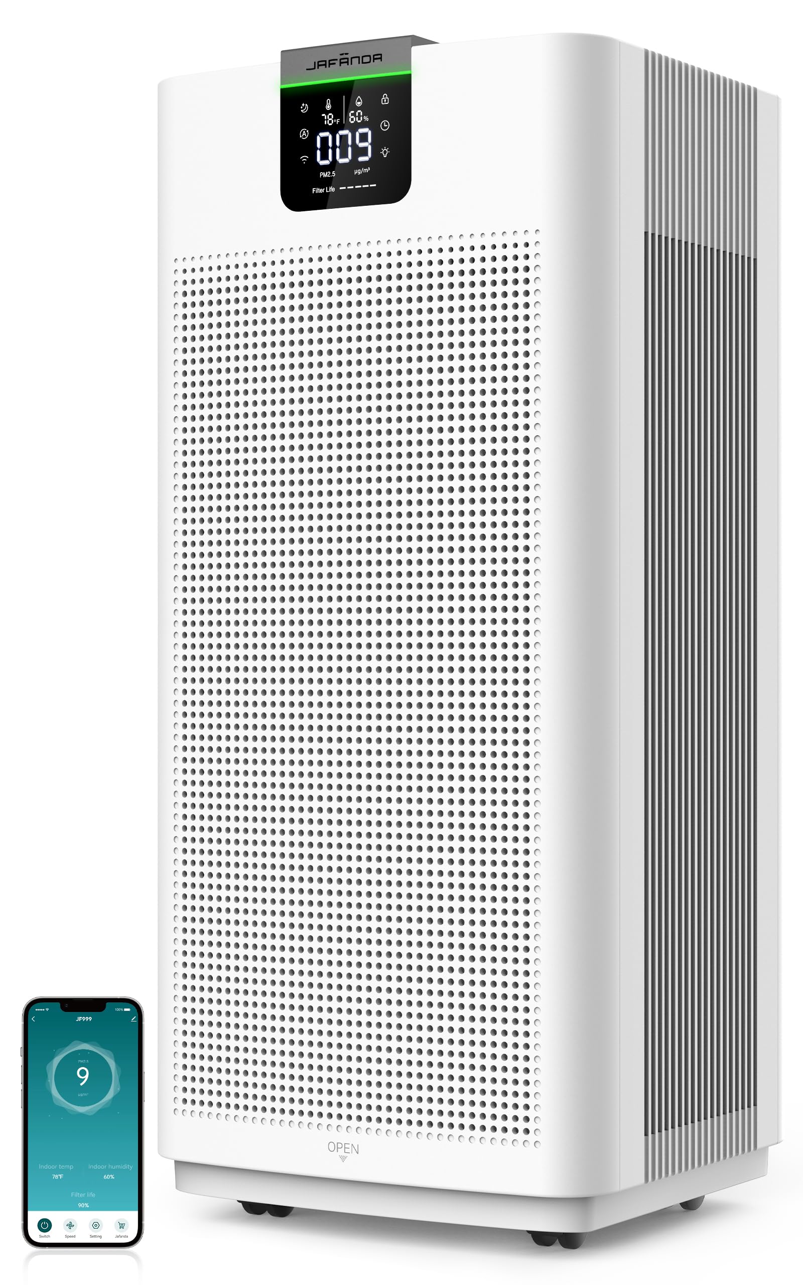 Jafända Air Purifiers for Home Office 4575 ft², APP & Alexa, Ture HEPA 13 Activated Carbon Air Filter, Air Cleaner for Large Room Remove 99.97% Dust Pollen Smoke Pet Dander Allergies Mold Odors VOCs