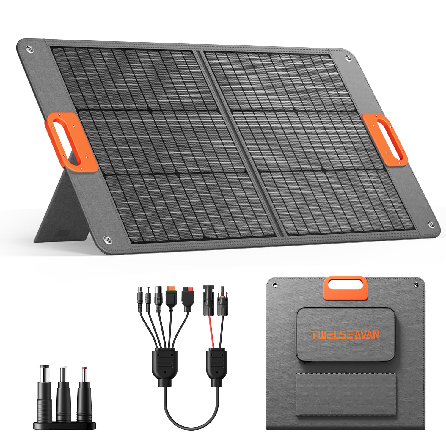 100W Portable Solar Panel for Power Station, 24% High Efficiency ETFE Foldable Solar Panel Charger, QC3.0, Type-C 60W, MC4 Output, IP65 Waterproof, for Outdoor Camping, RV, Emergency Power Supply